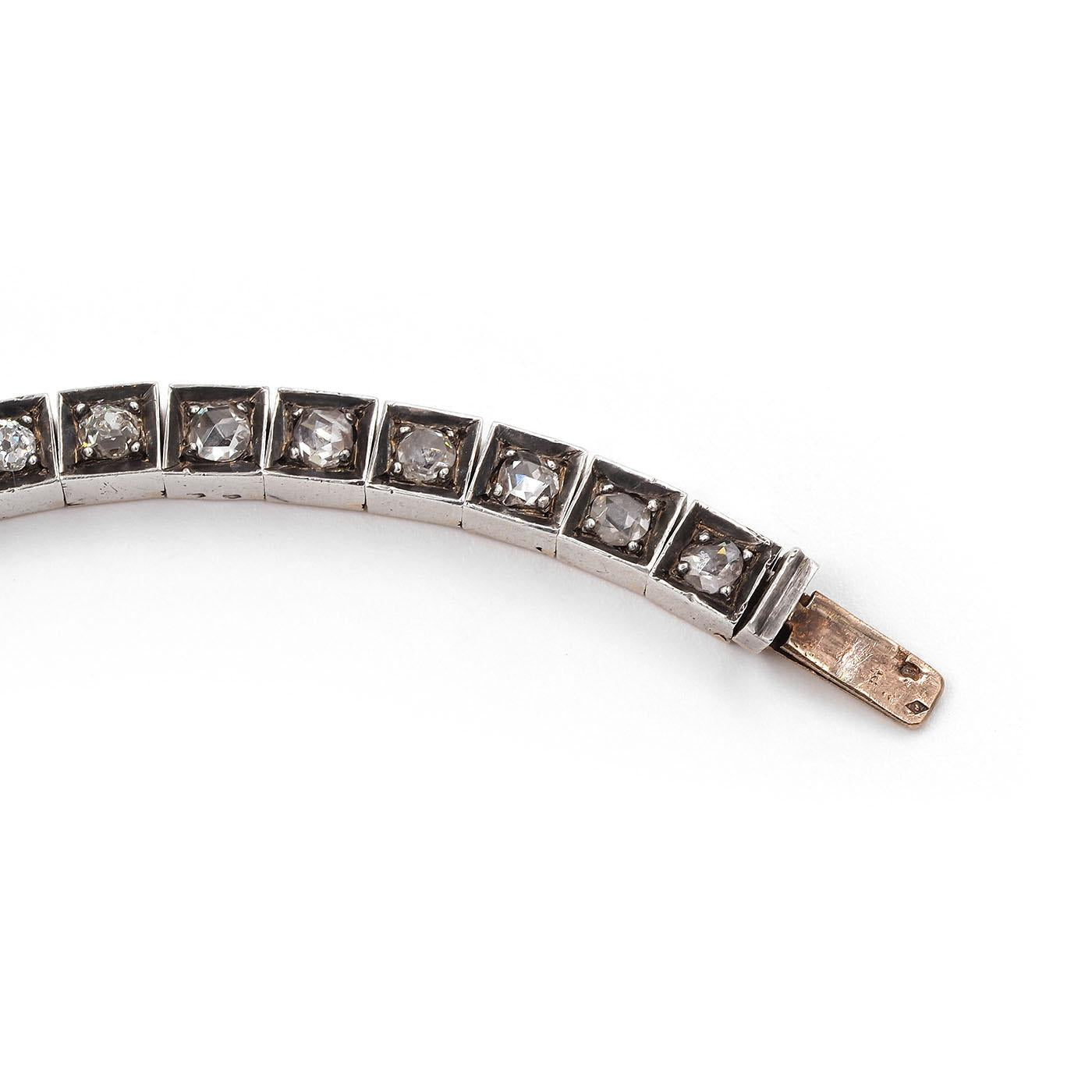 Victorian 6.00 Ctw. Old Cut Diamond Line Bracelet