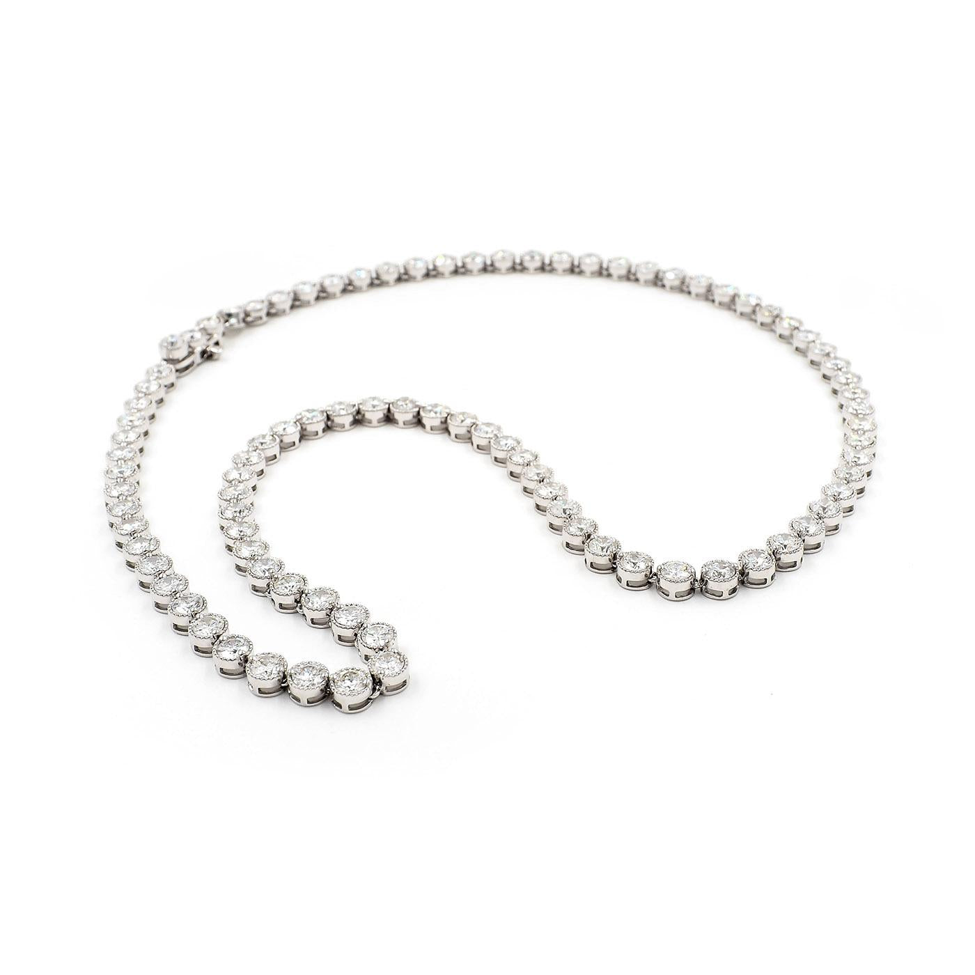 13.50 Ctw. Round Brilliant Cut Diamond Line Necklace