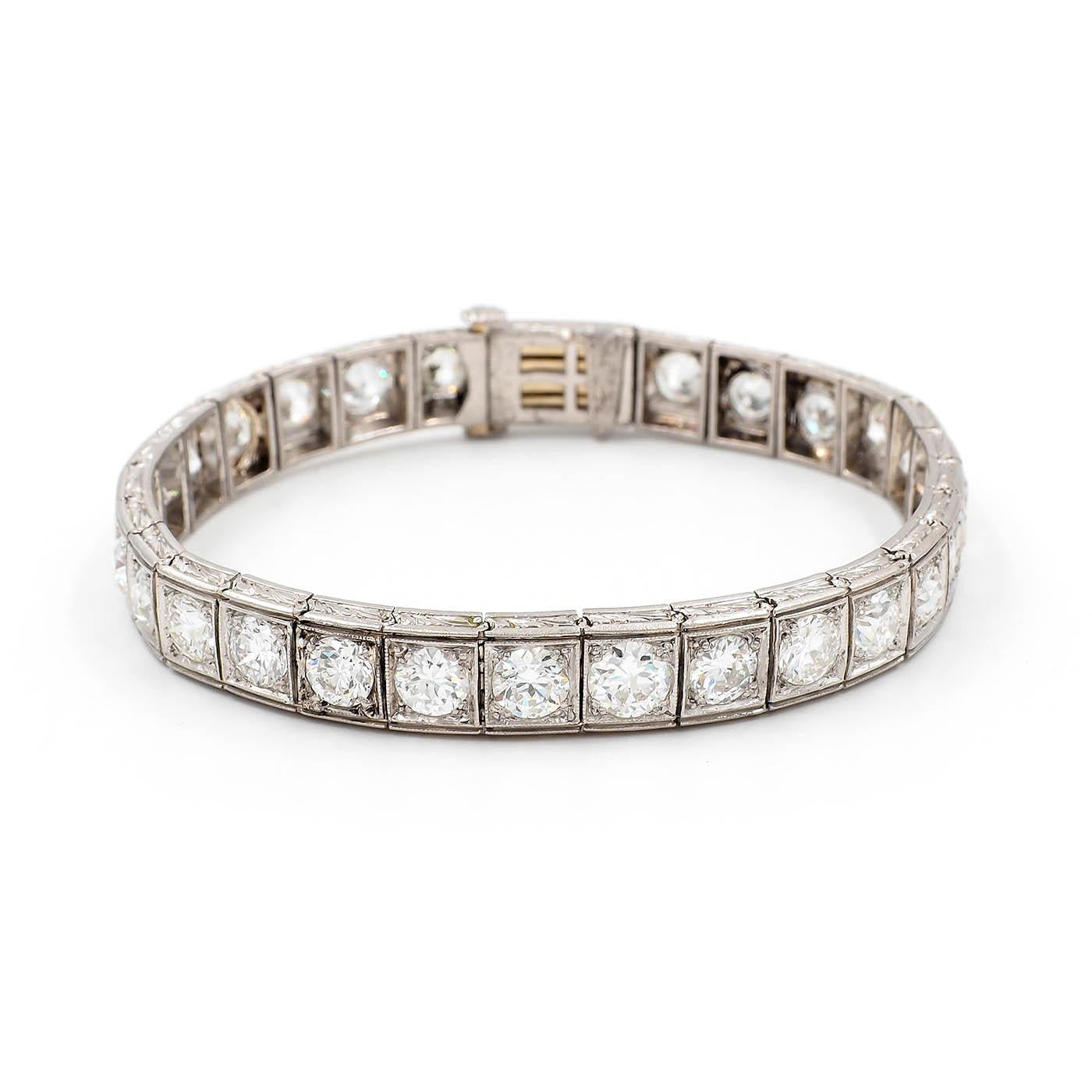 Art Deco 13.30 Ctw. Old Cut Diamond Line Bracelet