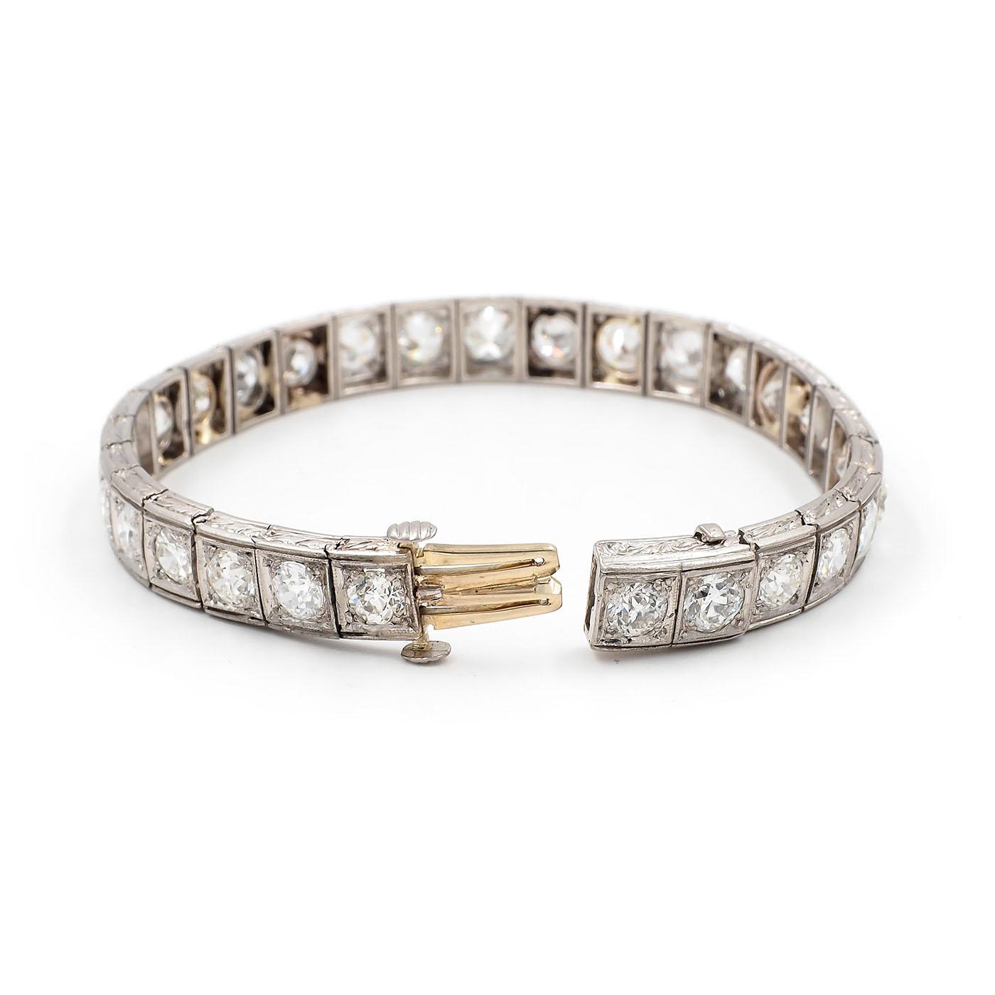 Art Deco 13.30 Ctw. Old Cut Diamond Line Bracelet