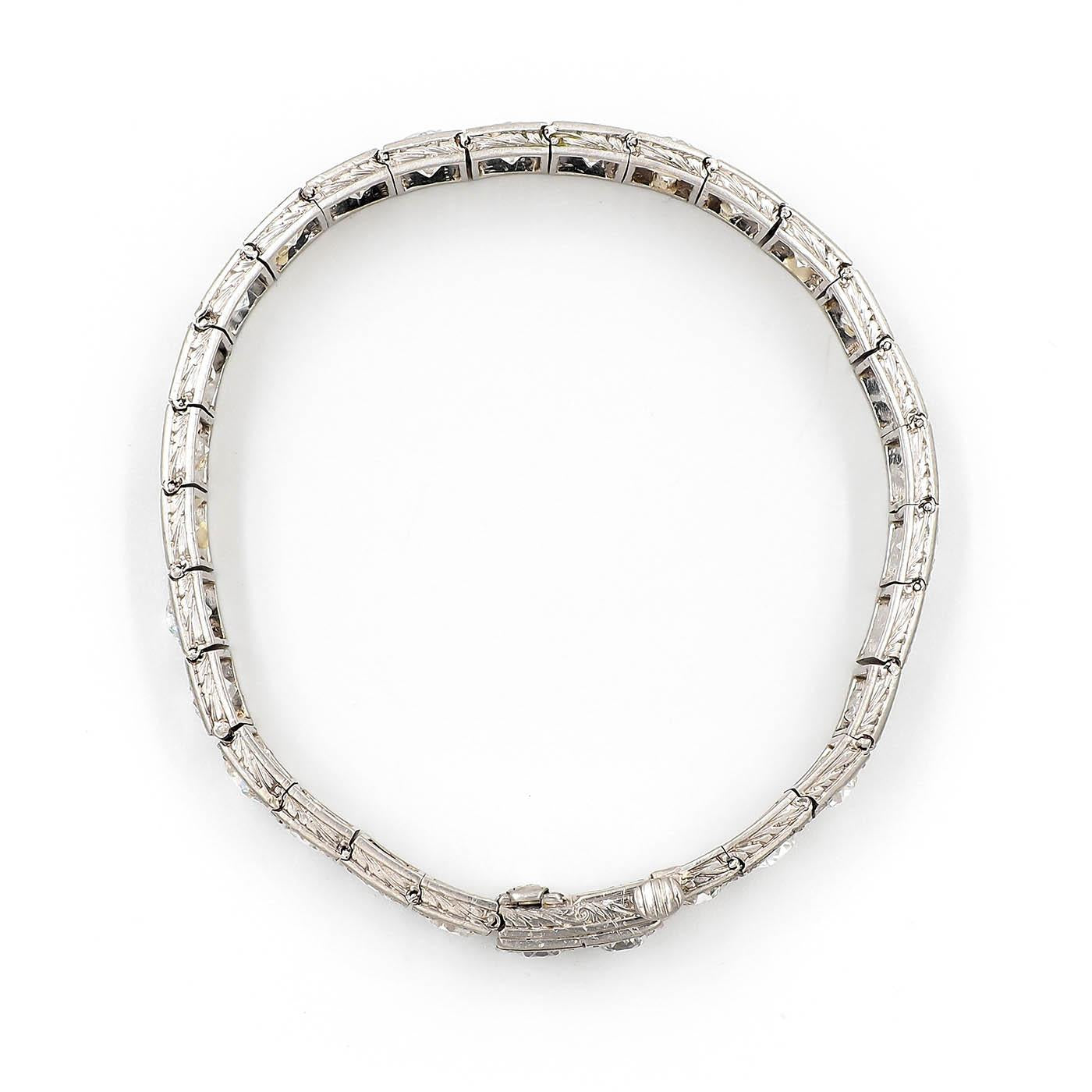 Art Deco 13.30 Ctw. Old Cut Diamond Line Bracelet