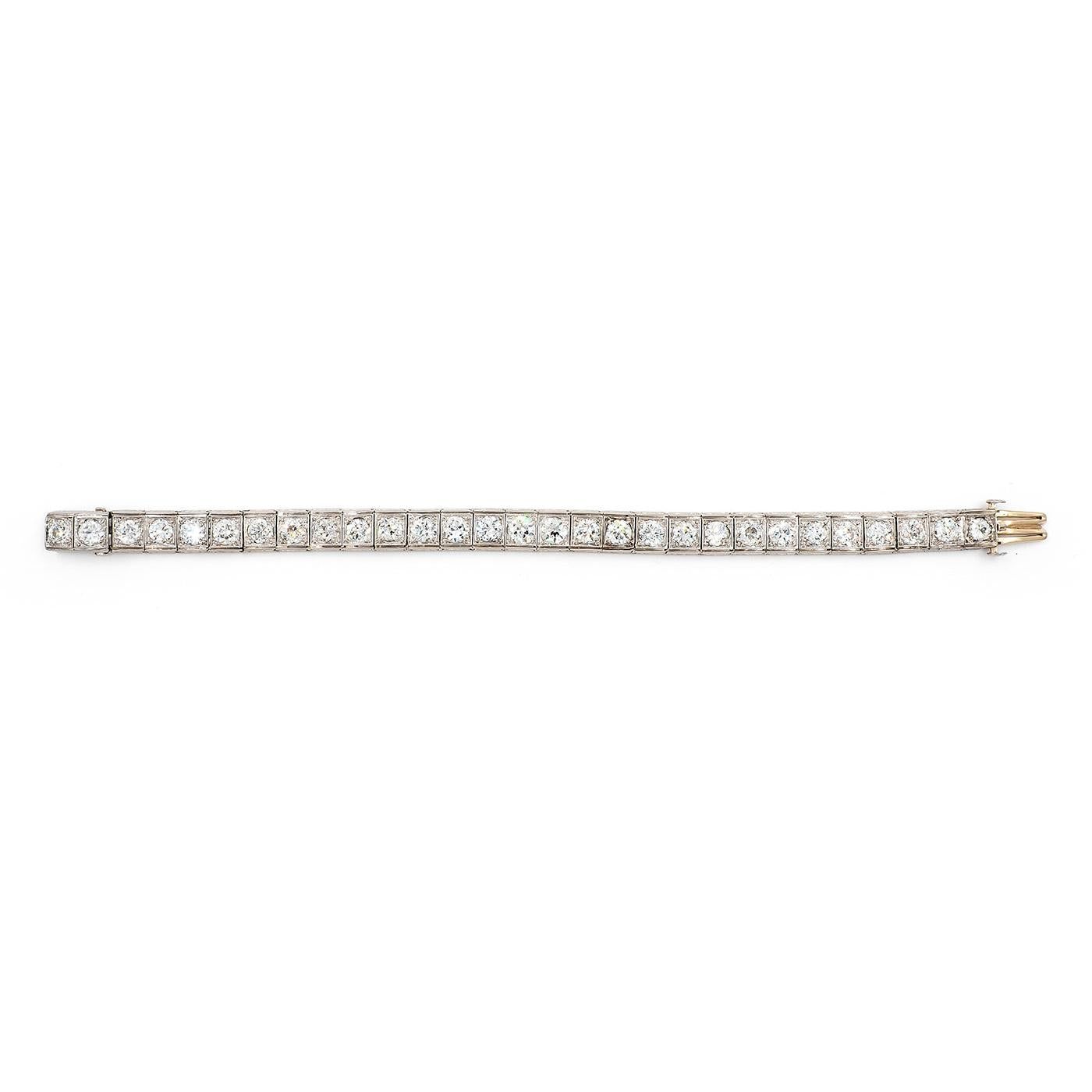 Art Deco 13.30 Ctw. Old Cut Diamond Line Bracelet