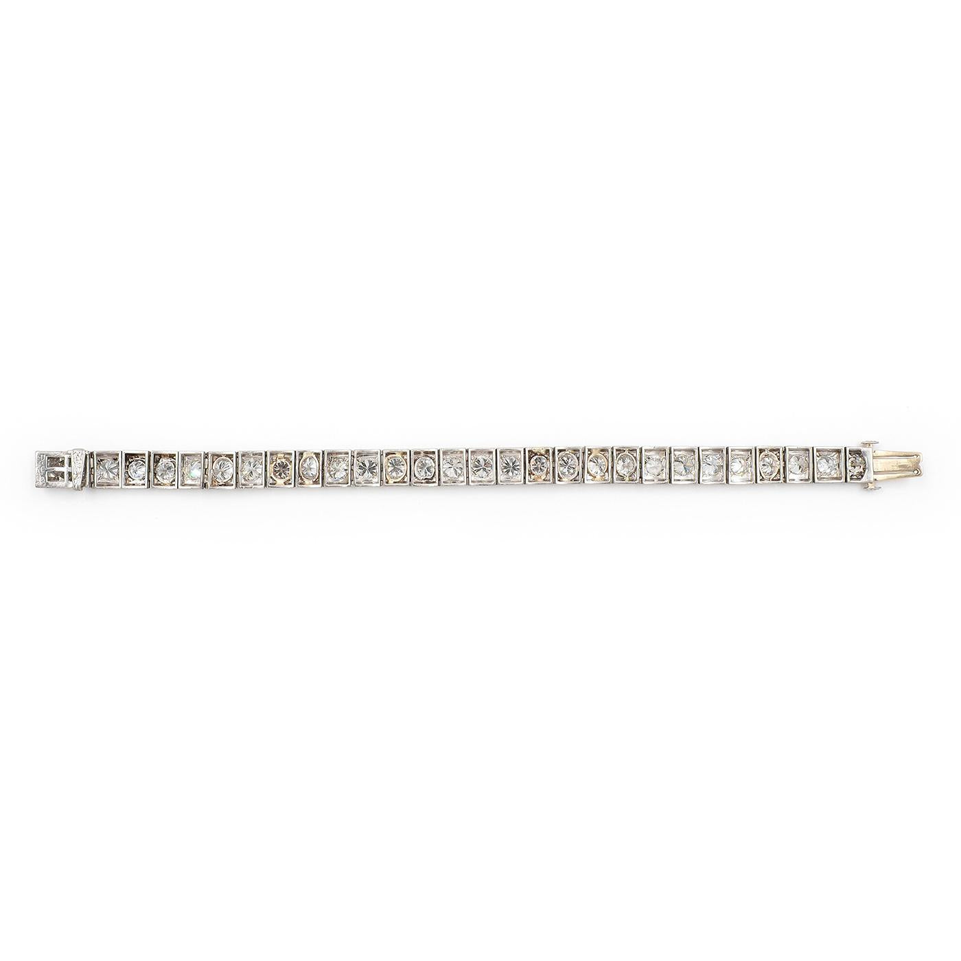 Art Deco 13.30 Ctw. Old Cut Diamond Line Bracelet