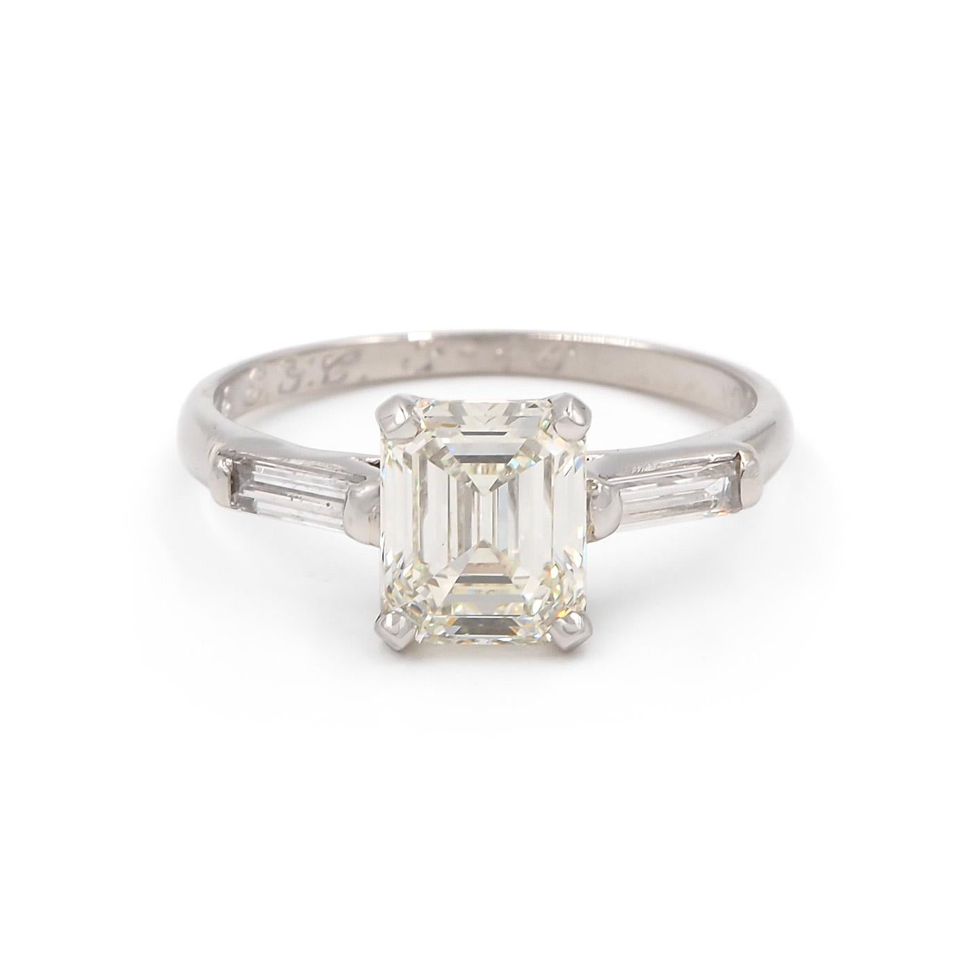 Mid-Century 1.50 Ct. Emerald Cut Diamond Engagement Ring