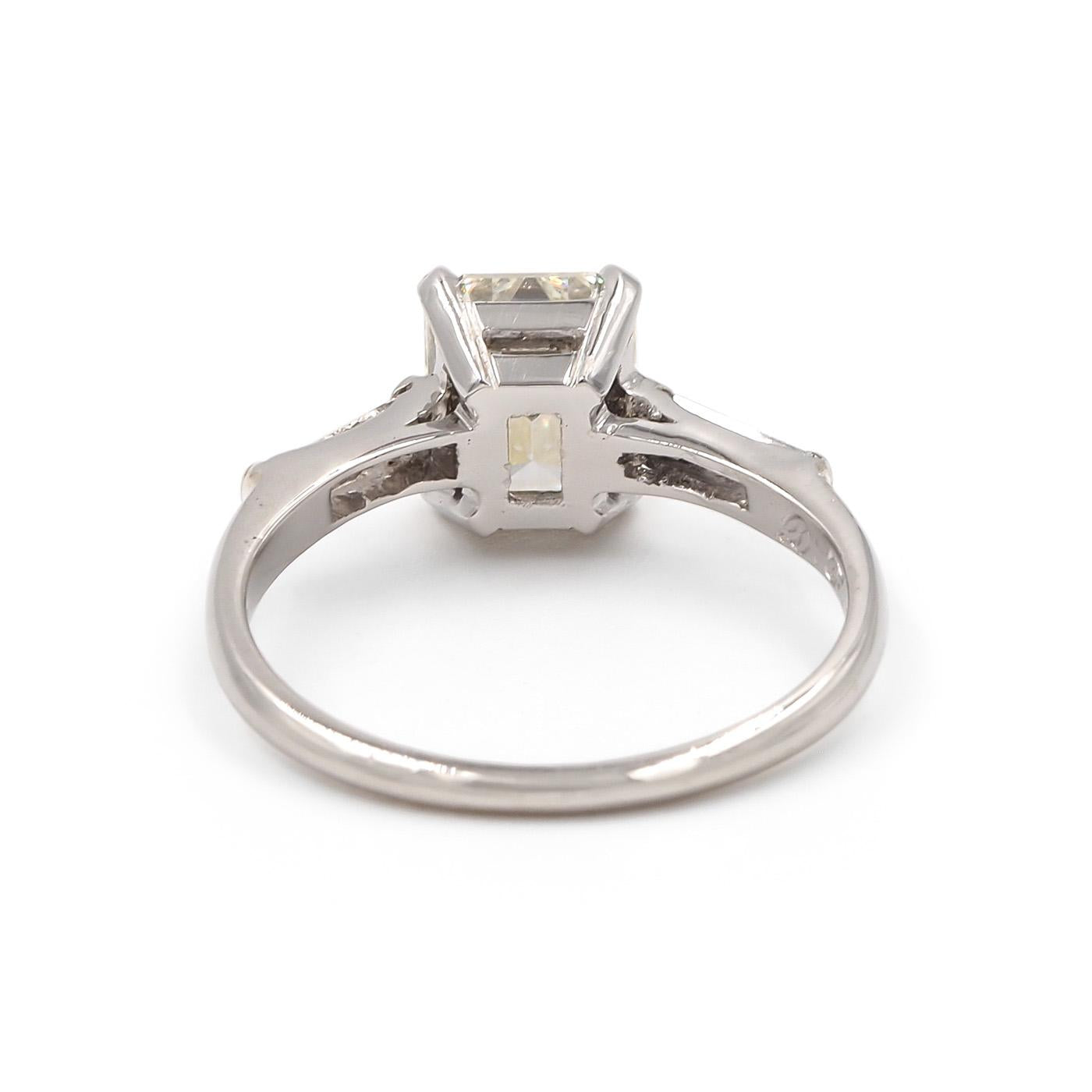 Mid-Century 1.50 Ct. Emerald Cut Diamond Engagement Ring