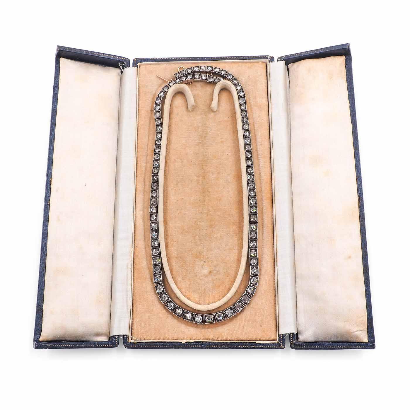 Victorian 10.62 Ctw. Rose Cut Diamond Necklace