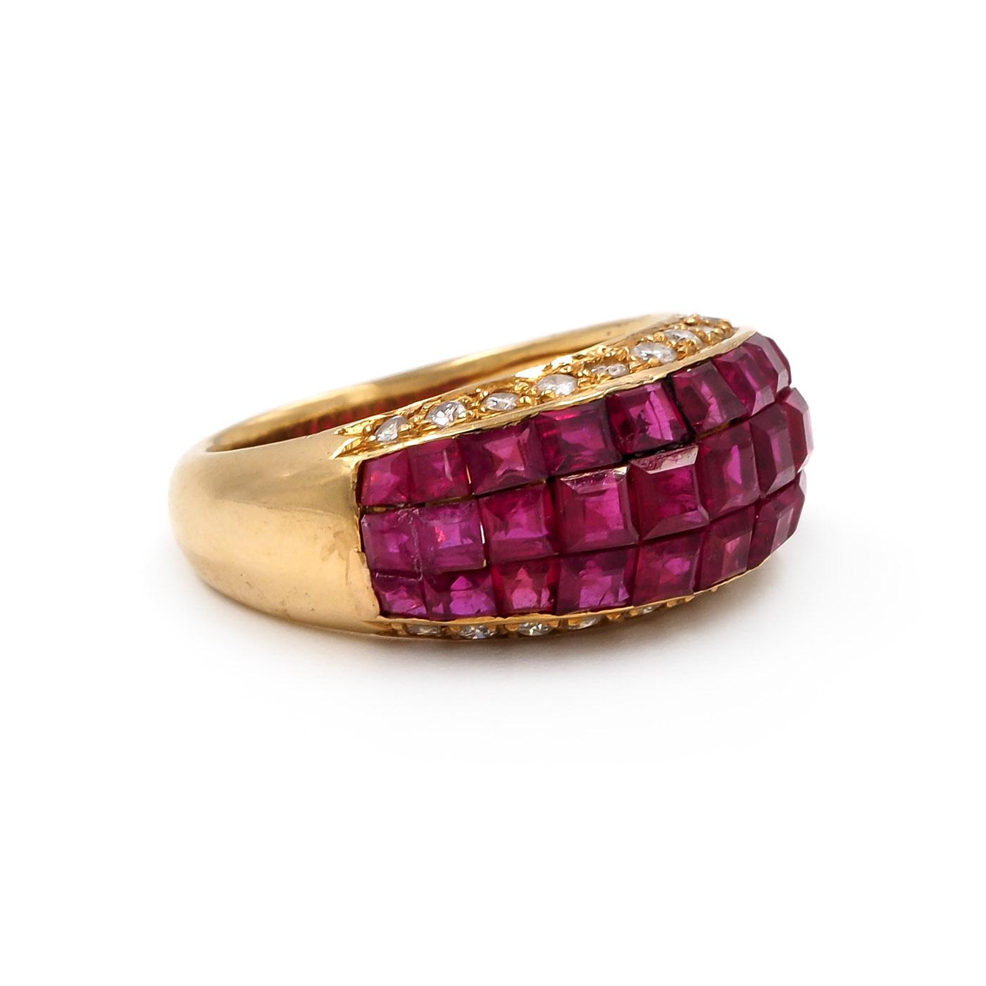 Vintage 5.00 Ctw. Ruby & Diamond 'Mystery Set' Dome Ring