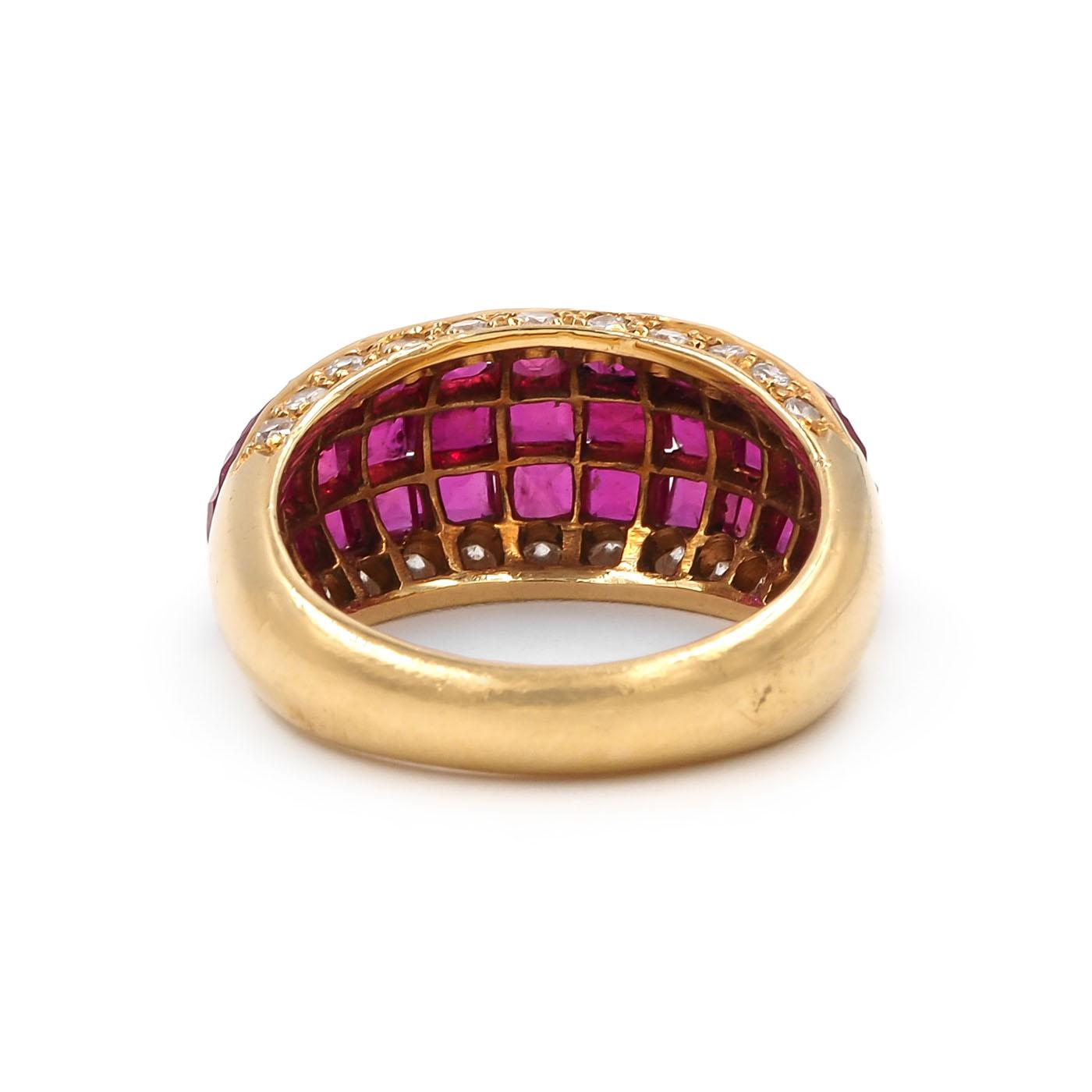 Vintage 5.00 Ctw. Ruby & Diamond 'Mystery Set' Dome Ring