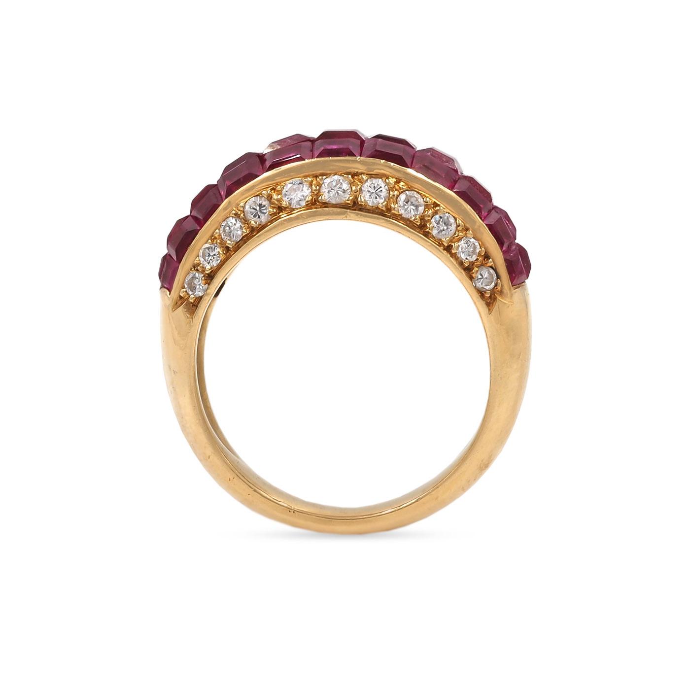 Vintage 5.00 Ctw. Ruby & Diamond 'Mystery Set' Dome Ring