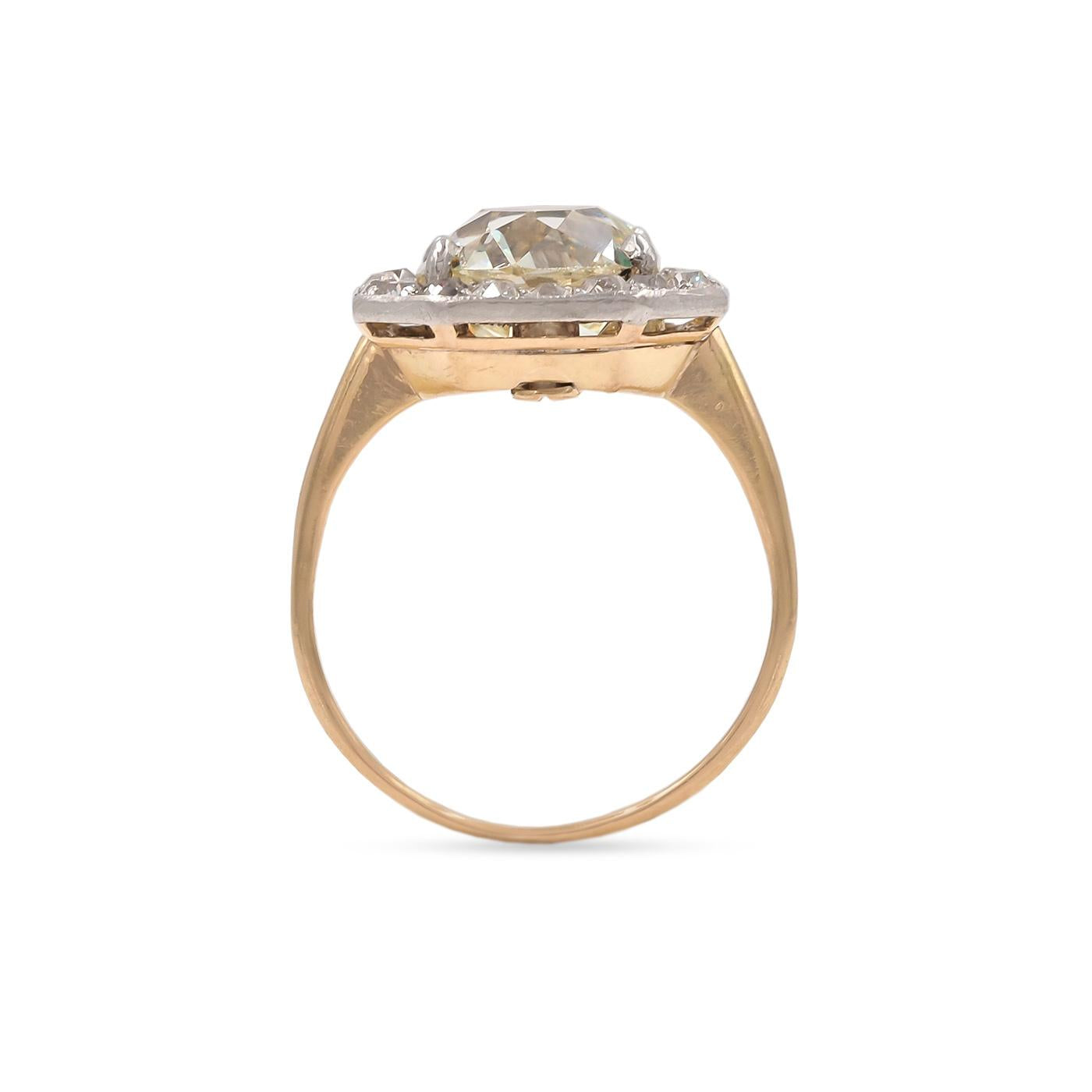 French Import Edwardian 4.14 Ct. Old Mine Cut Diamond Cluster Engagement Ring