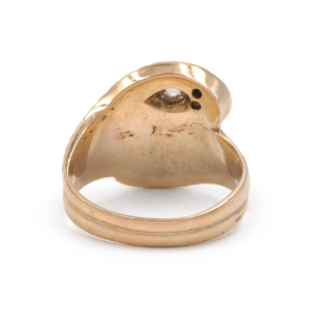 Victorian 0.40 Ct. Old Mine Cut Diamond Snake & Shield Signet Ring