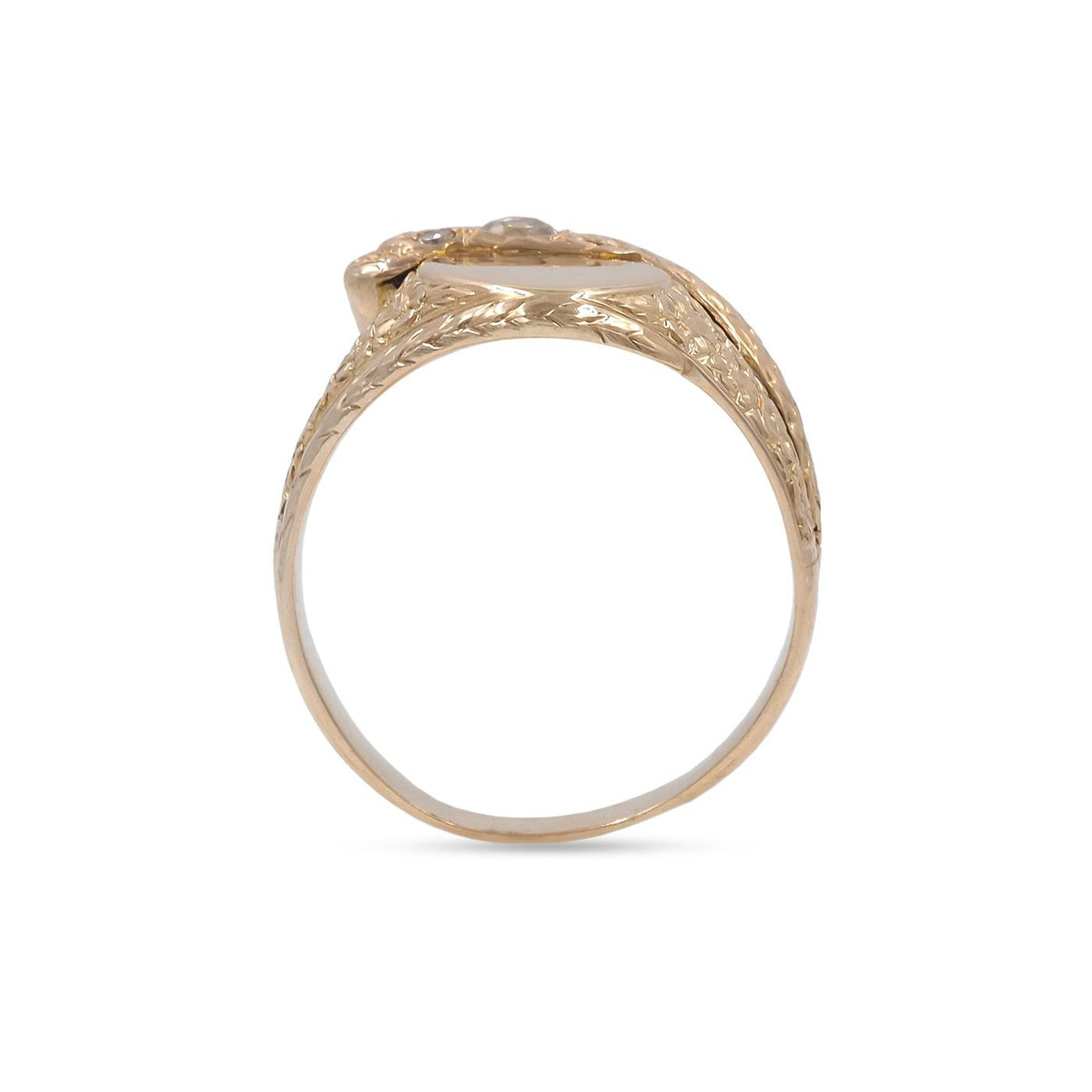 Victorian 0.40 Ct. Old Mine Cut Diamond Snake & Shield Signet Ring