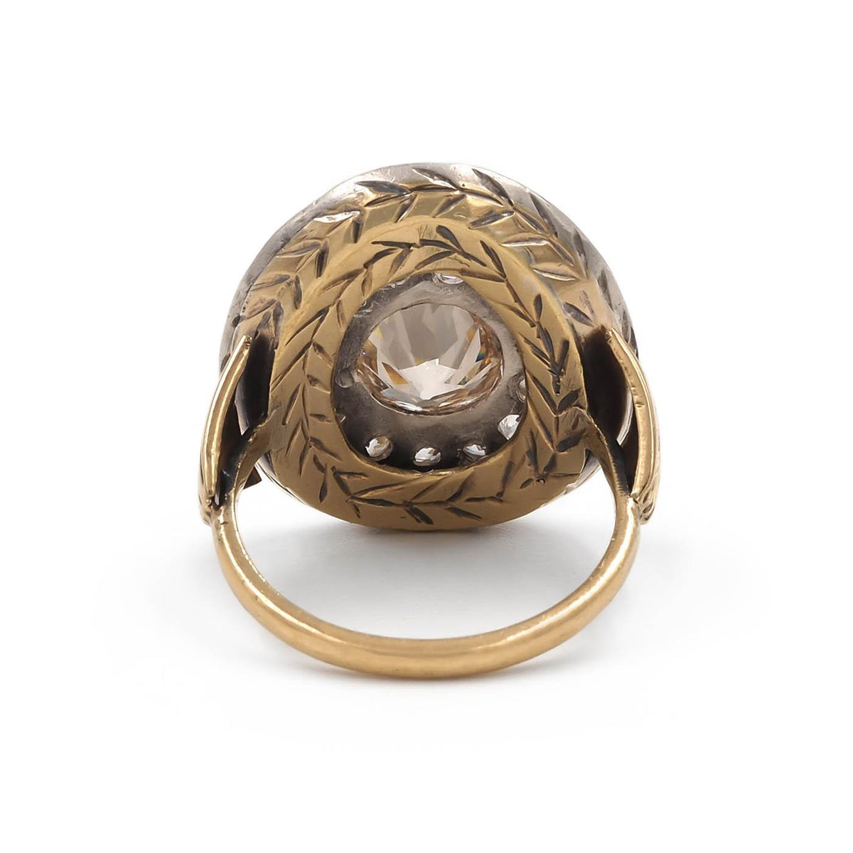 Victorian 1.61 Ct. Old European Cut Diamond Oval Cobblestone Ring