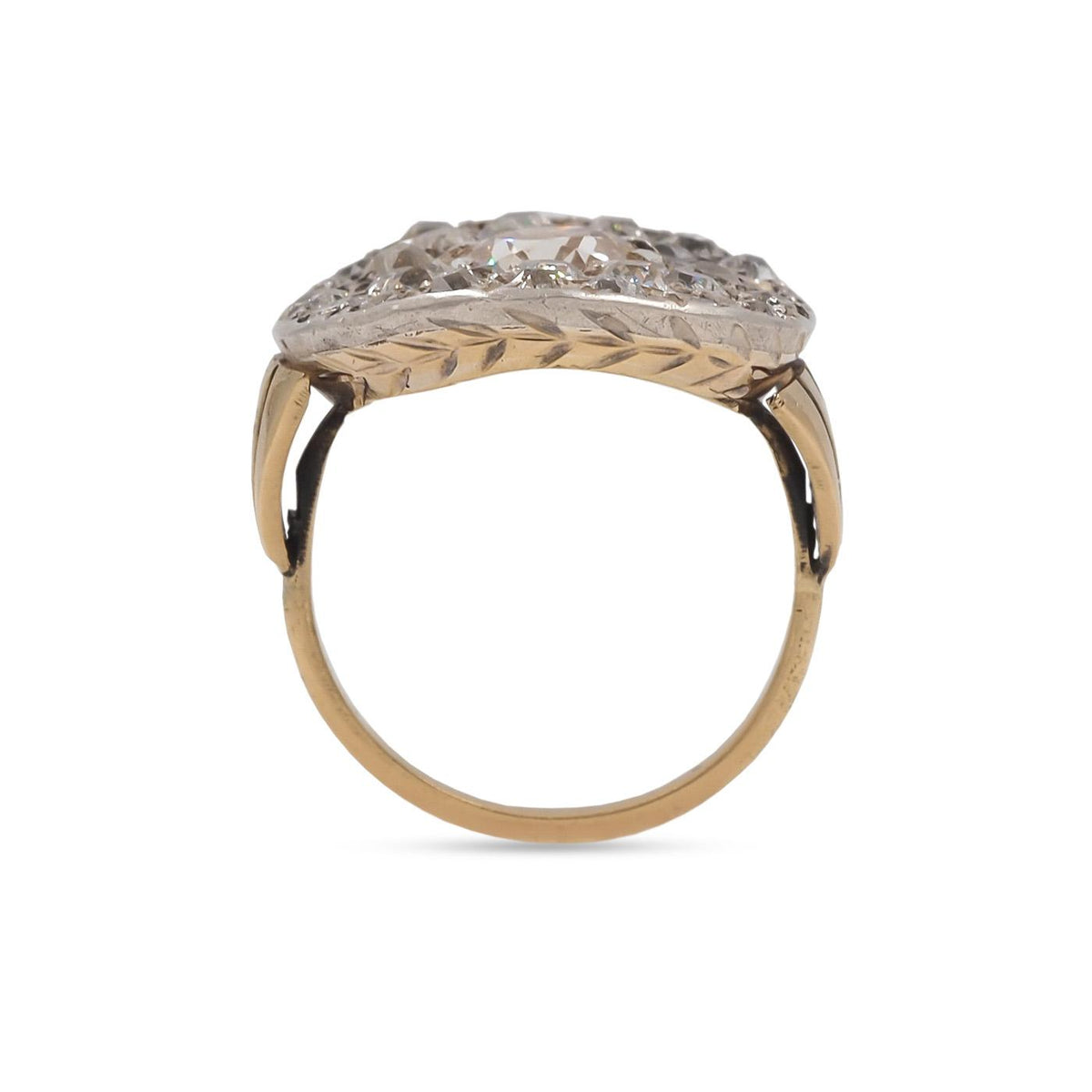 Victorian 1.61 Ct. Old European Cut Diamond Oval Cobblestone Ring