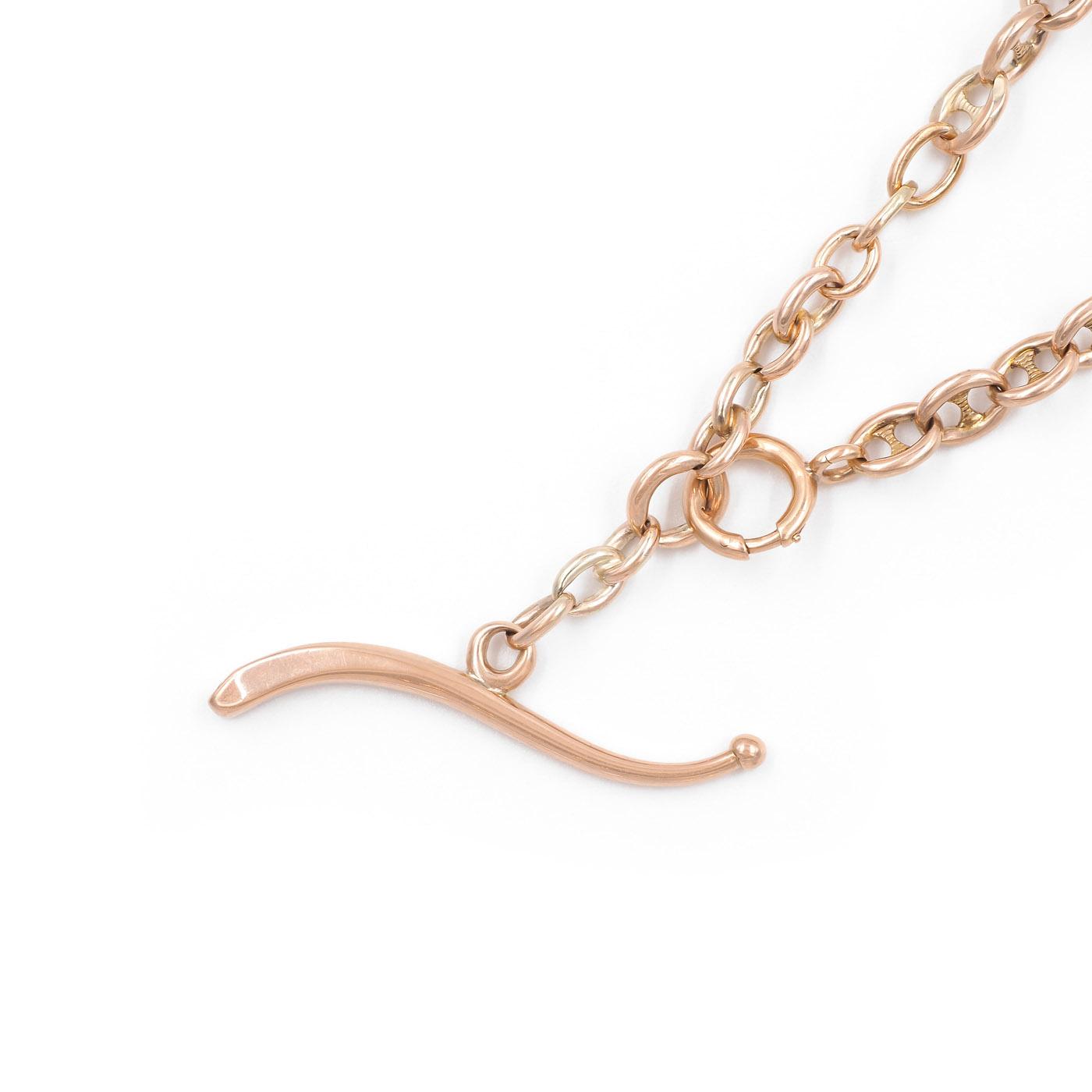 Victorian Mariner Link Gold Chain with T-Bar