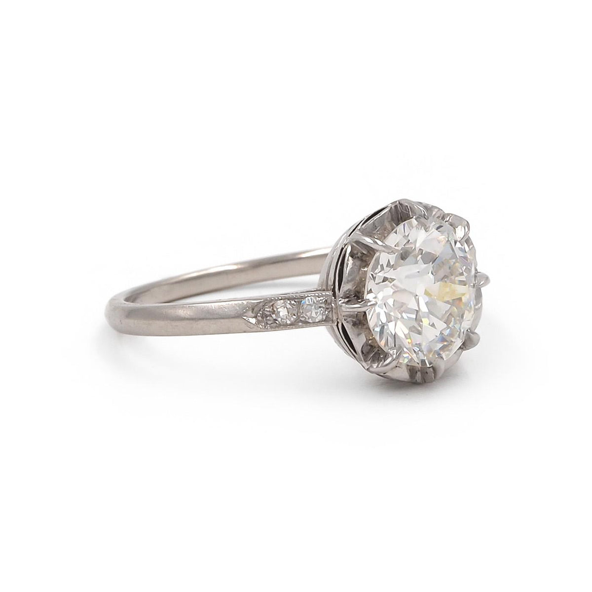Edwardian 2.08 Ct. Old European Cut Diamond Solitaire Engagement Ring