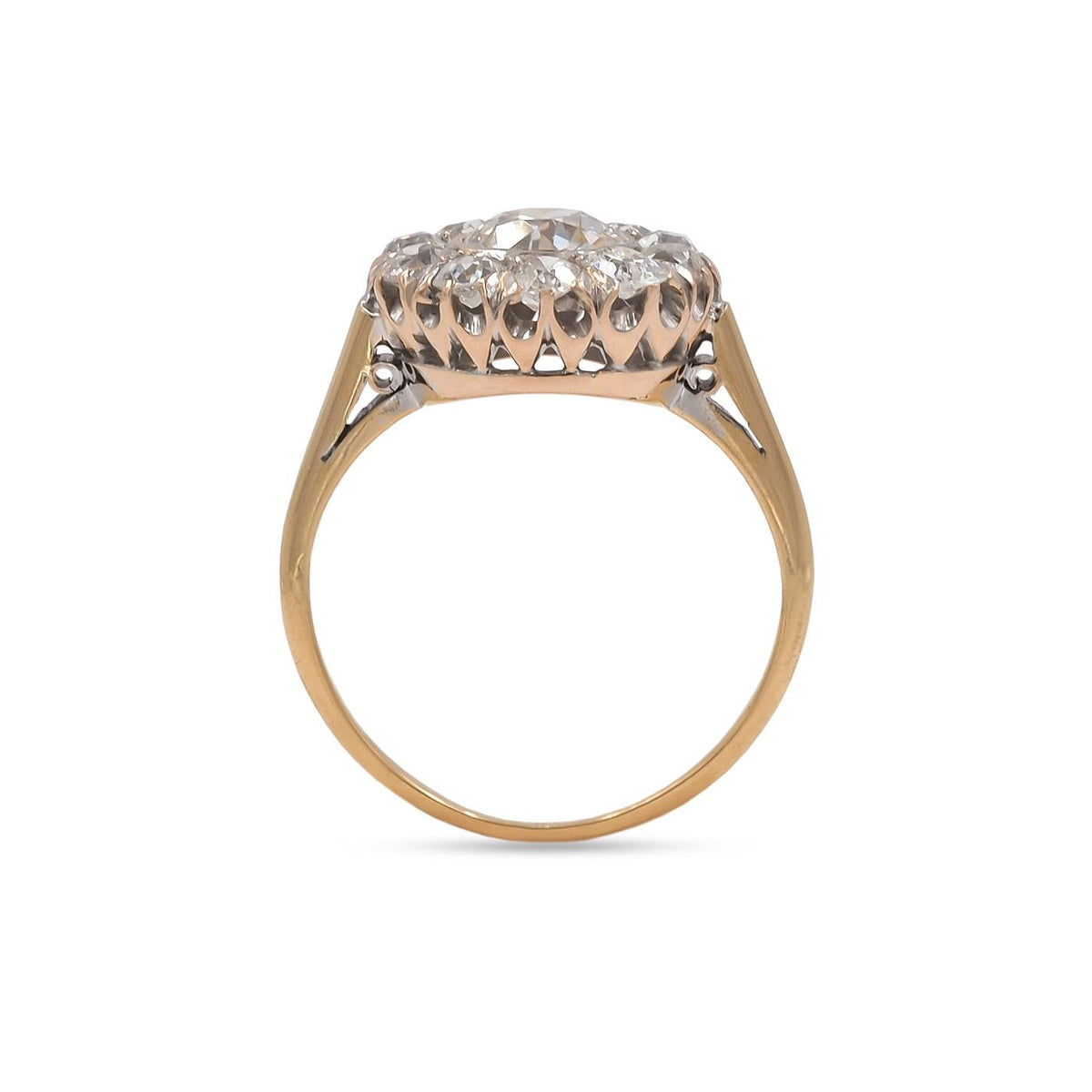 Edwardian 1.00 Ct. Old European Cut Diamond Cluster Engagement Ring