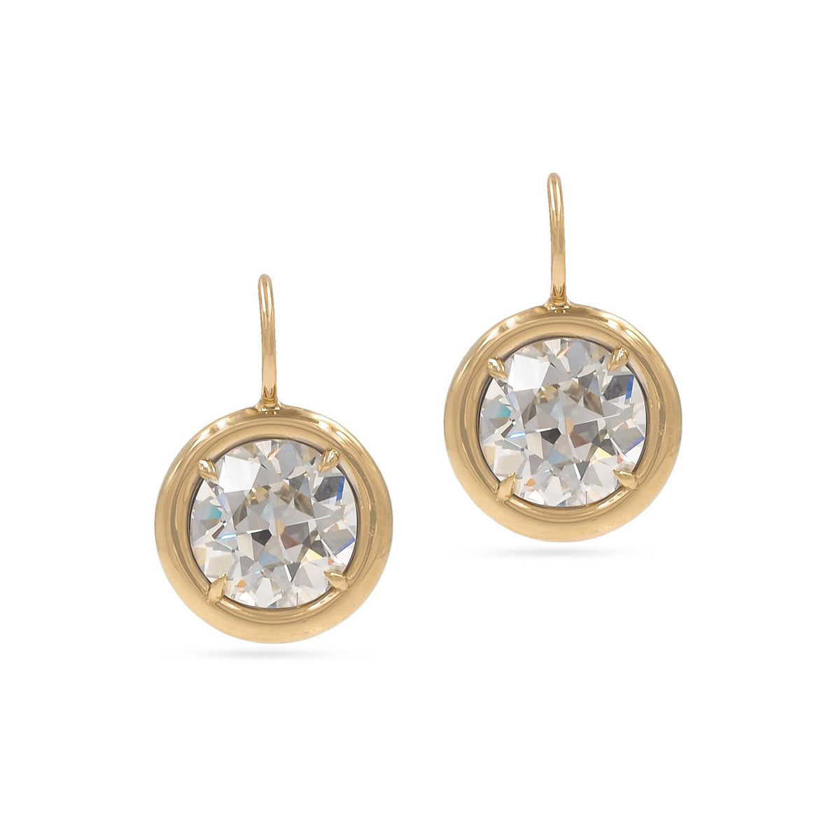 6.27 Ctw. Old European Cut Diamond Bezeled Drop Earrings from Bespoke by Platt