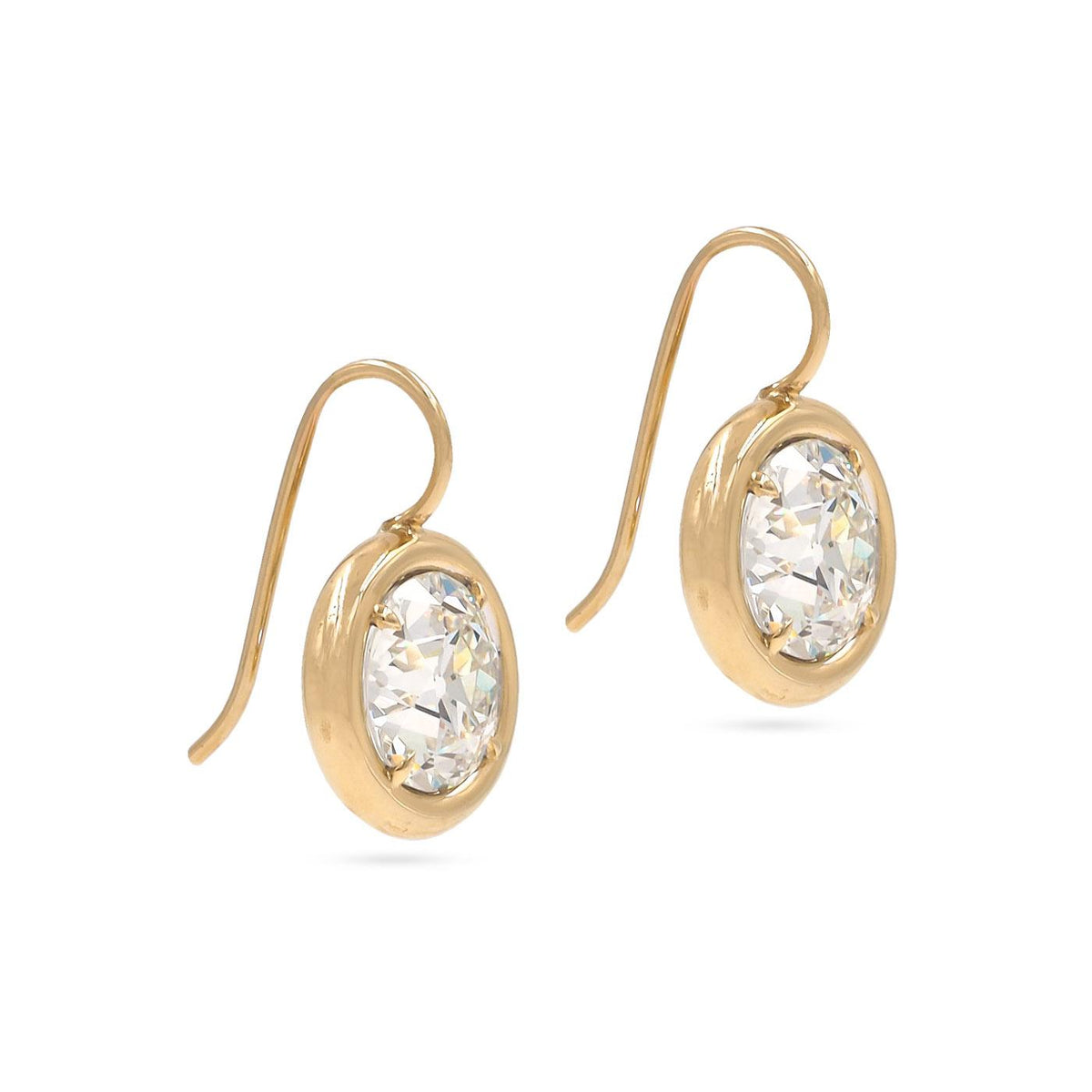 6.27 Ctw. Old European Cut Diamond Bezeled Drop Earrings from Bespoke by Platt
