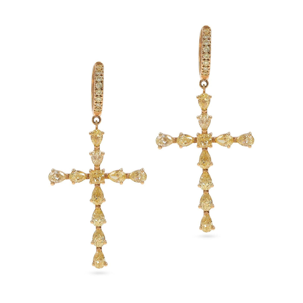 2.61 Ctw. Fancy Yellow Diamond Cross Drop Earrings from Bespoke by Platt