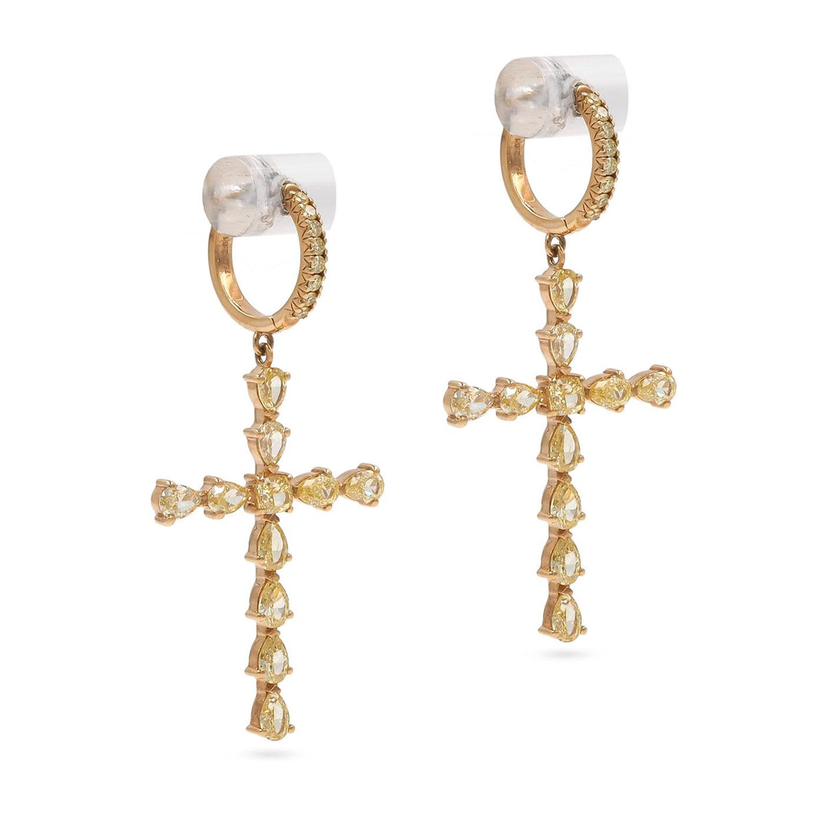 2.61 Ctw. Fancy Yellow Diamond Cross Drop Earrings from Bespoke by Platt