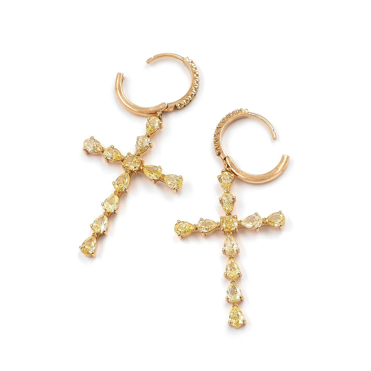 2.61 Ctw. Fancy Yellow Diamond Cross Drop Earrings from Bespoke by Platt