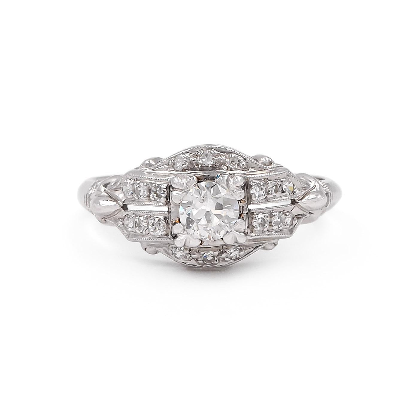 Art Deco 0.30 Ct. Old European Cut Diamond Engagement Ring