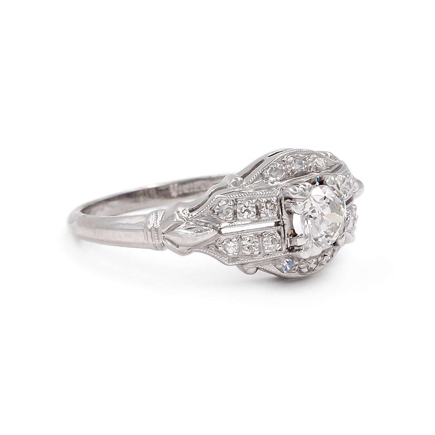 Art Deco 0.30 Ct. Old European Cut Diamond Engagement Ring