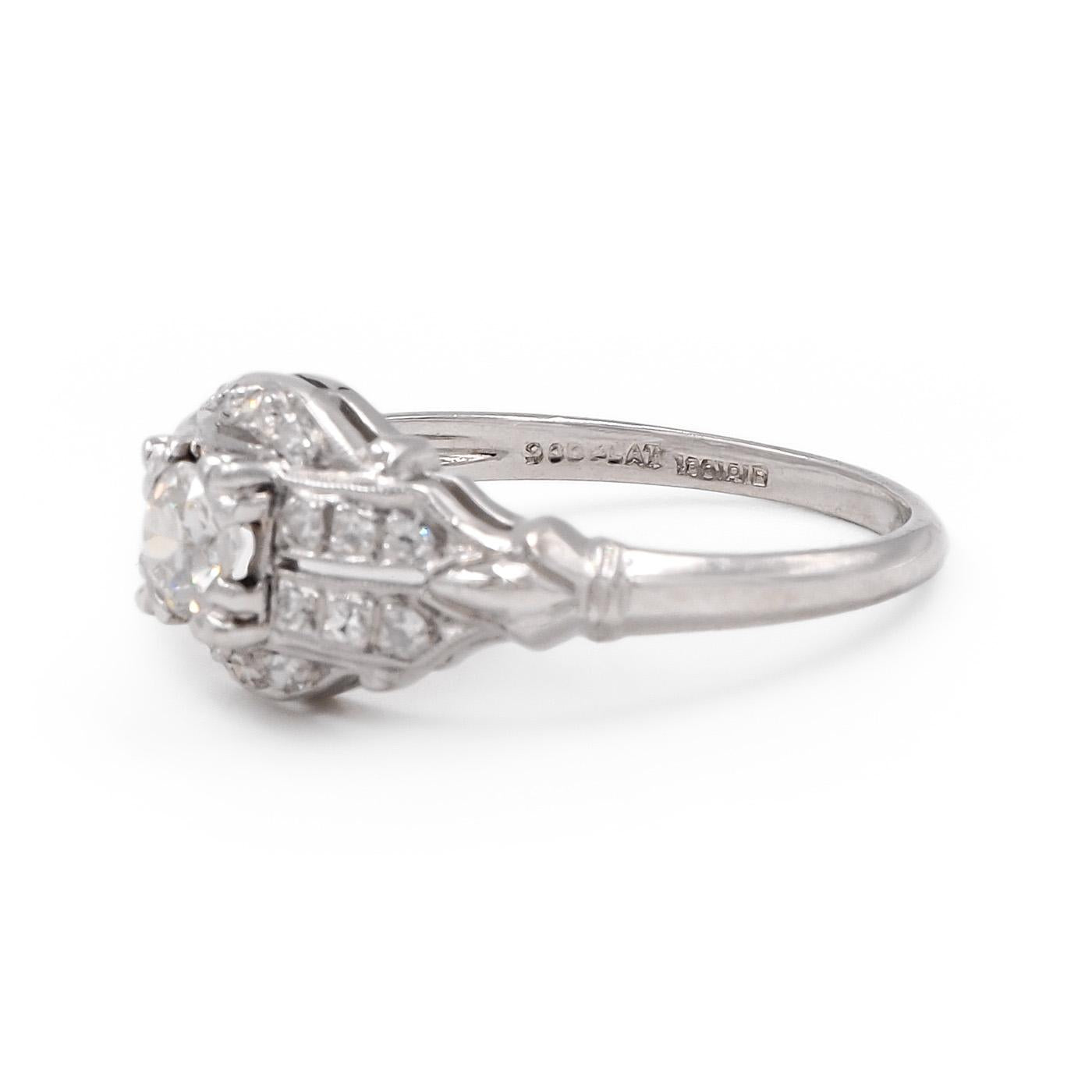 Art Deco 0.30 Ct. Old European Cut Diamond Engagement Ring