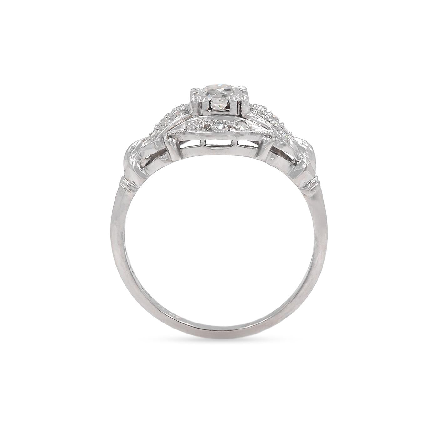 Art Deco 0.30 Ct. Old European Cut Diamond Engagement Ring