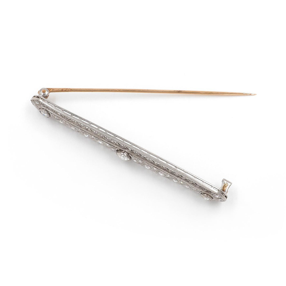 Art Deco 1.00 Ctw. Old Cut Diamond Geometric Line Brooch