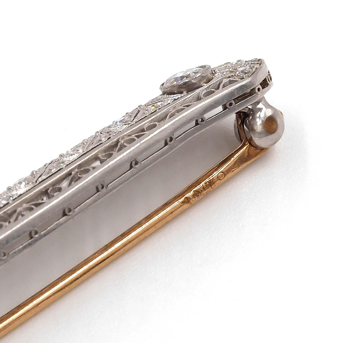 Art Deco 1.00 Ctw. Old Cut Diamond Geometric Line Brooch