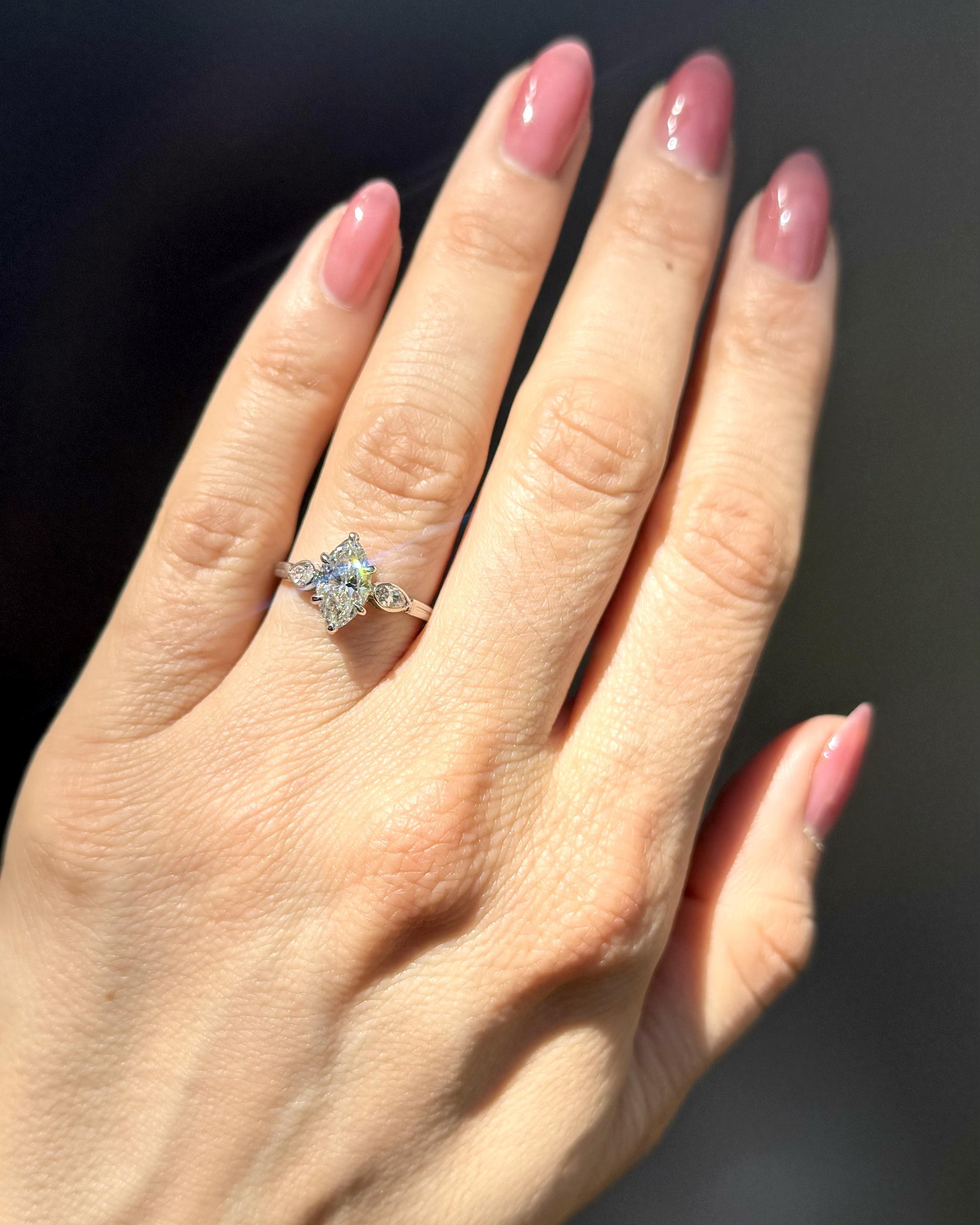 Mid-Century 1.54 Ct. Marquise Cut Diamond Engagement Ring