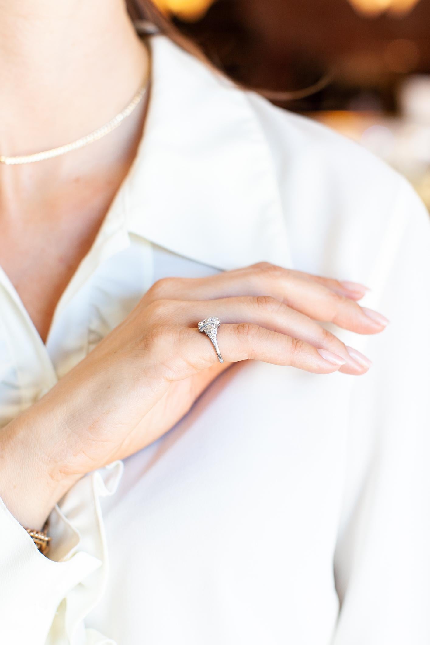 Art Deco 0.70 Ctw. Old European Cut Diamond Toi et Moi Engagement Ring