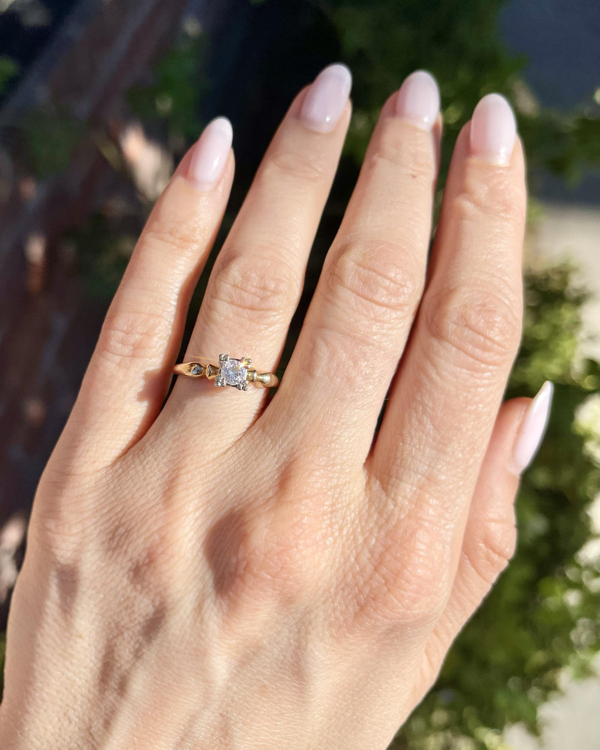 Retro 0.30 Ct. Transitional Cut Diamond Two-Tone Solitaire Engagement Ring