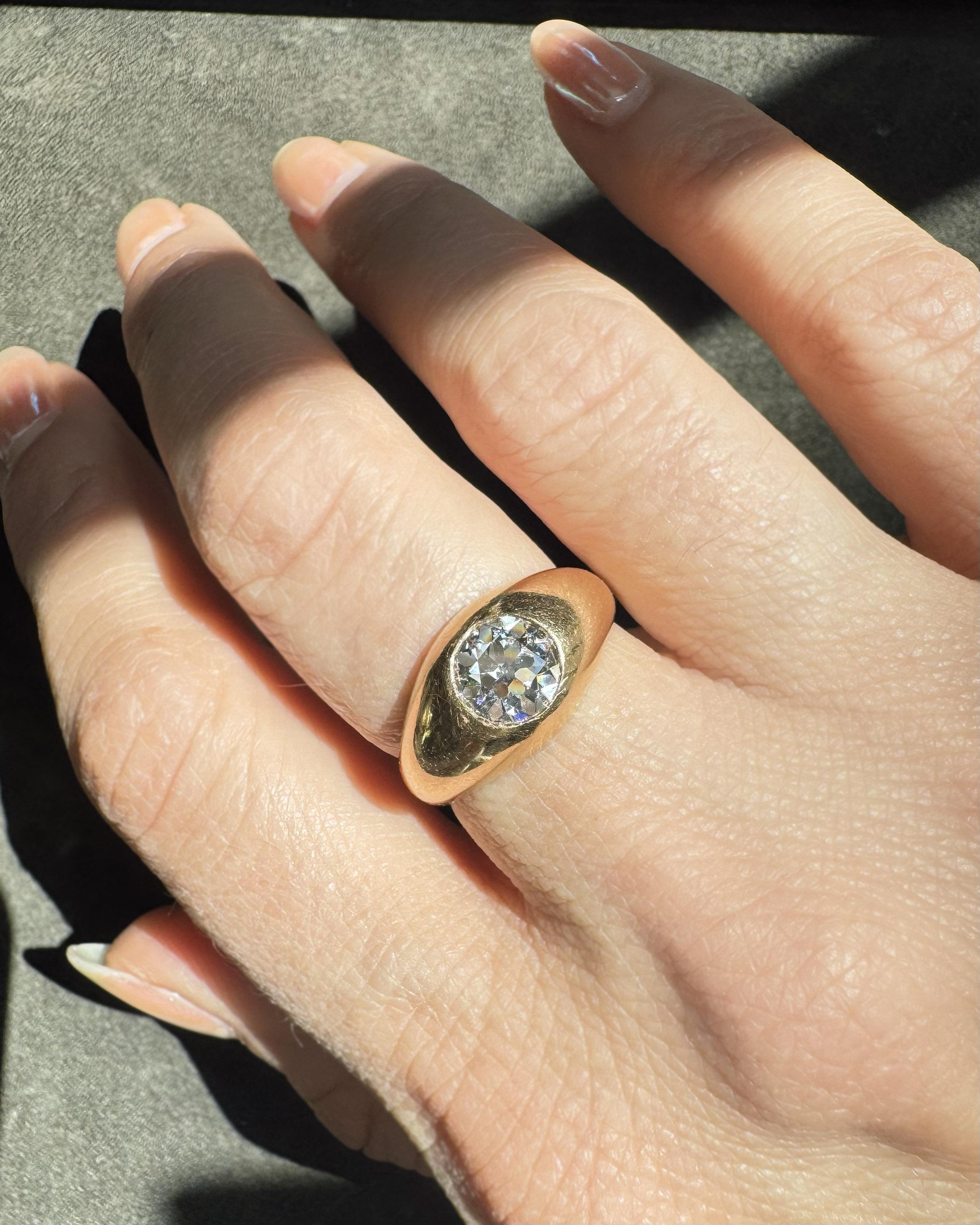 Retro 1.30 Ct. Old European Cut Diamond Domed Gypsy Ring