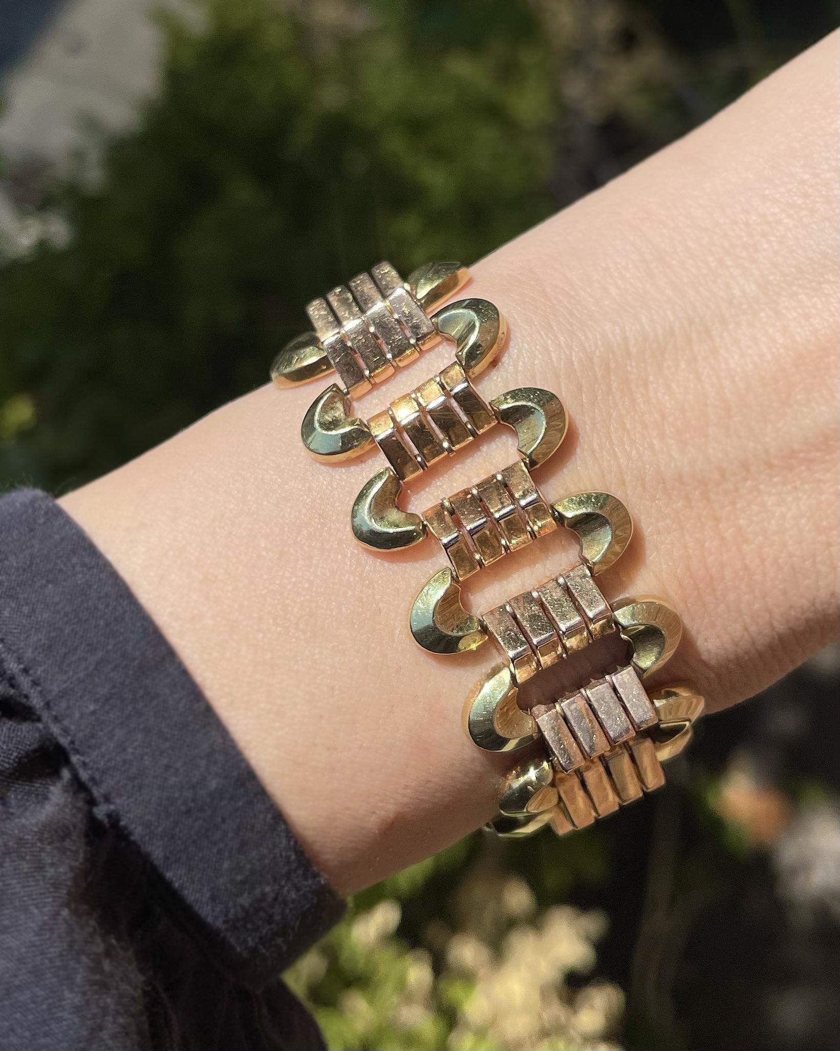 Retro Two-Tone Tank Bracelet