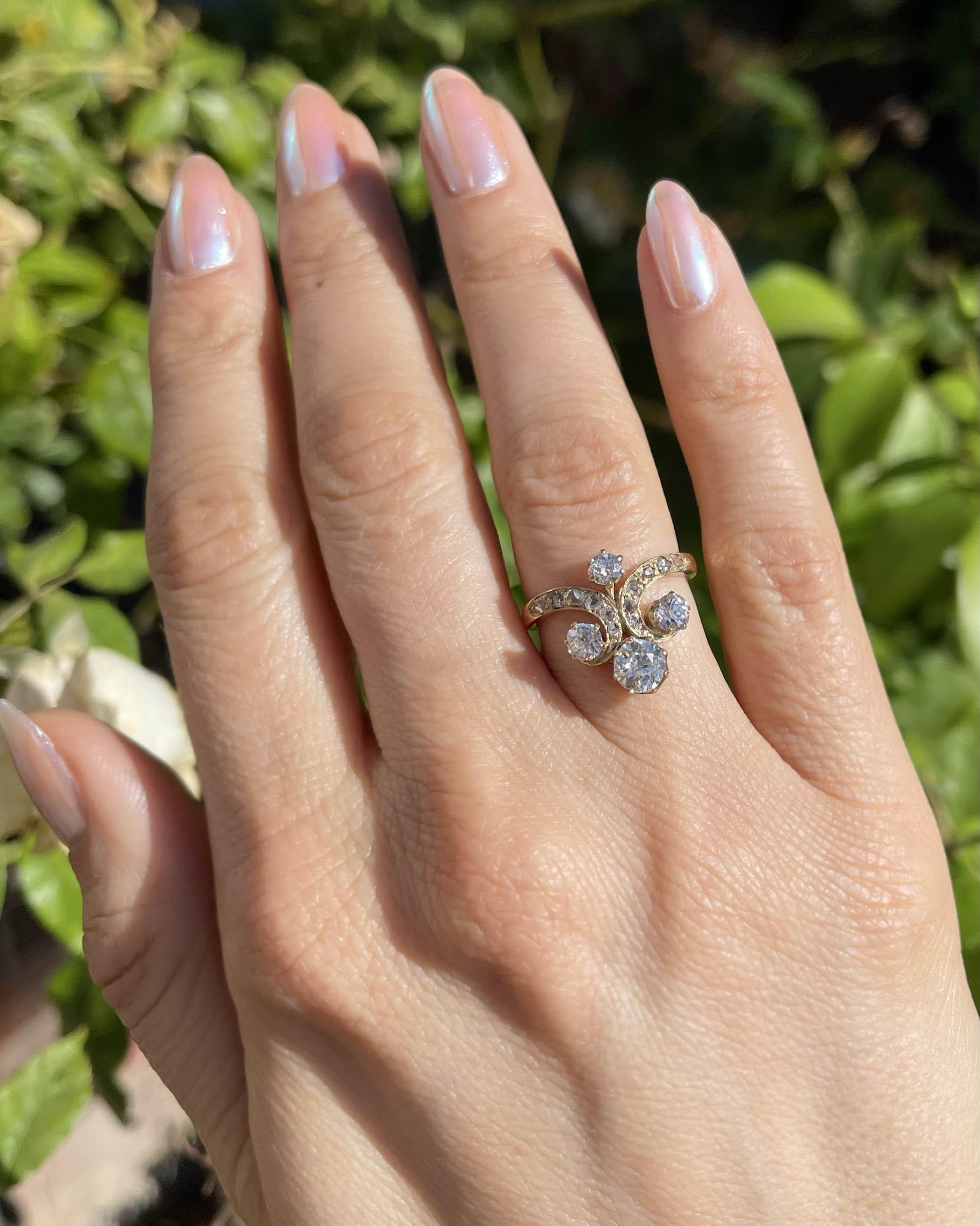 Victorian 0.61 Ct. Old European Cut Diamond Tiara Ring