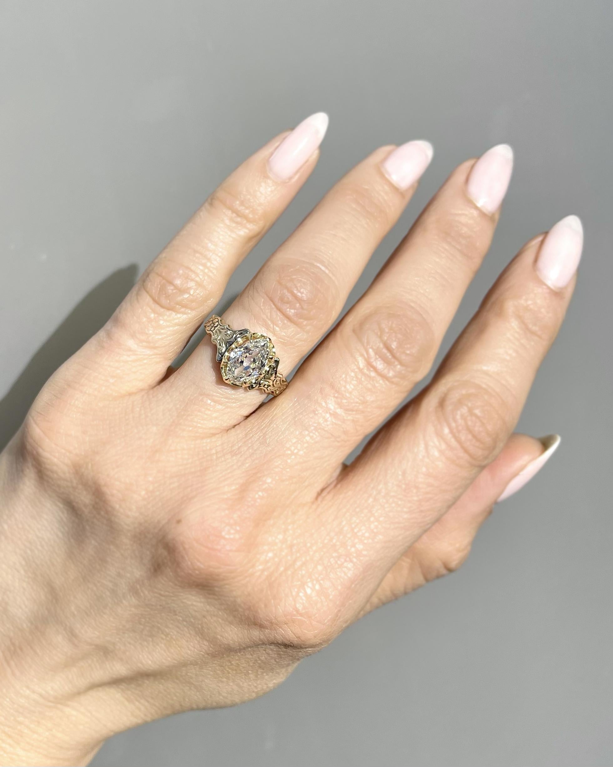 Victorian 1.60 Ct. Lozenge Cut Diamond Solitaire Engagement Ring