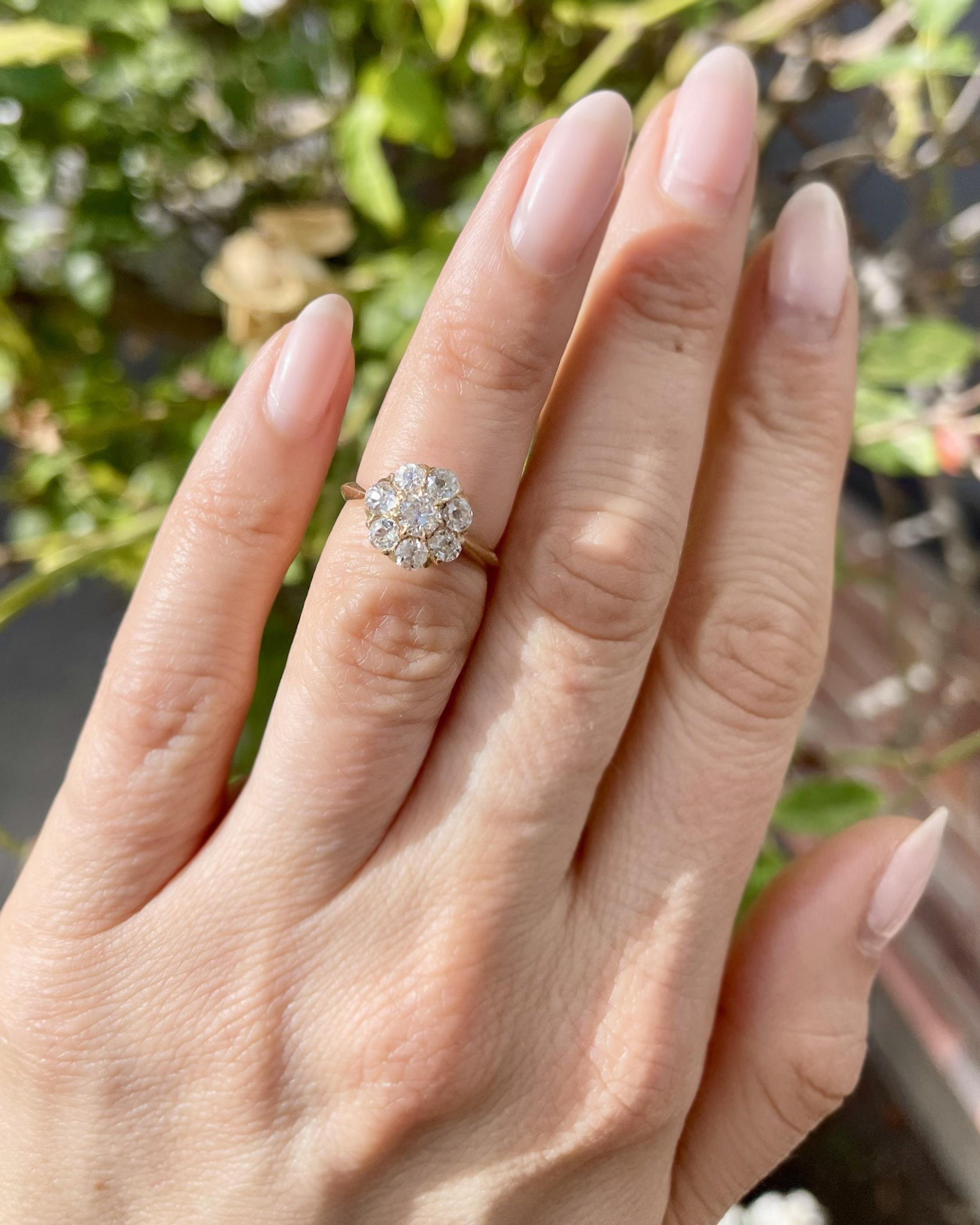 Victorian 1.25 Ctw. Old Mine Cut Diamond Cluster Ring