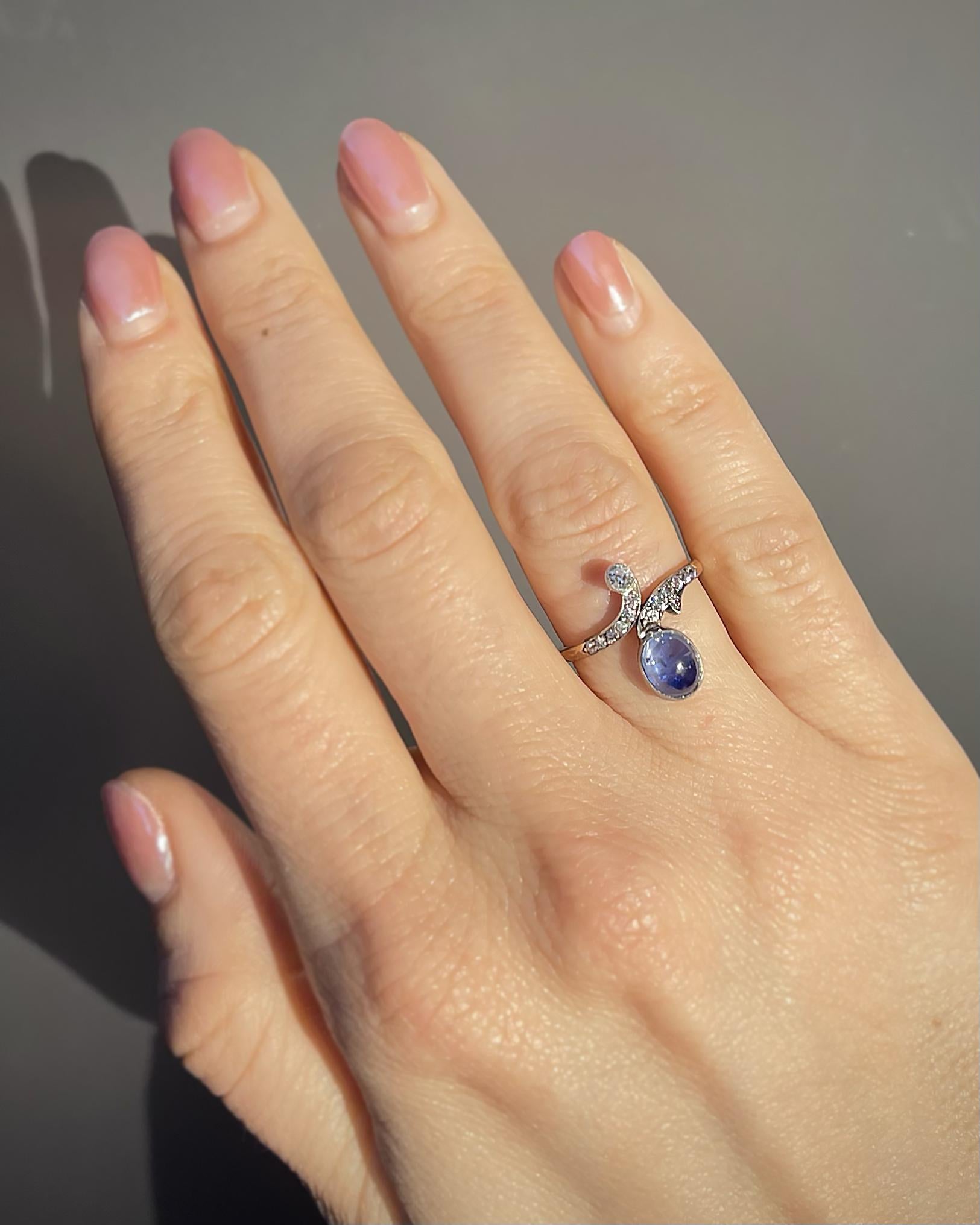 Victorian 2.15 Ct. Sapphire & Old European Cut Diamond Tiara Ring