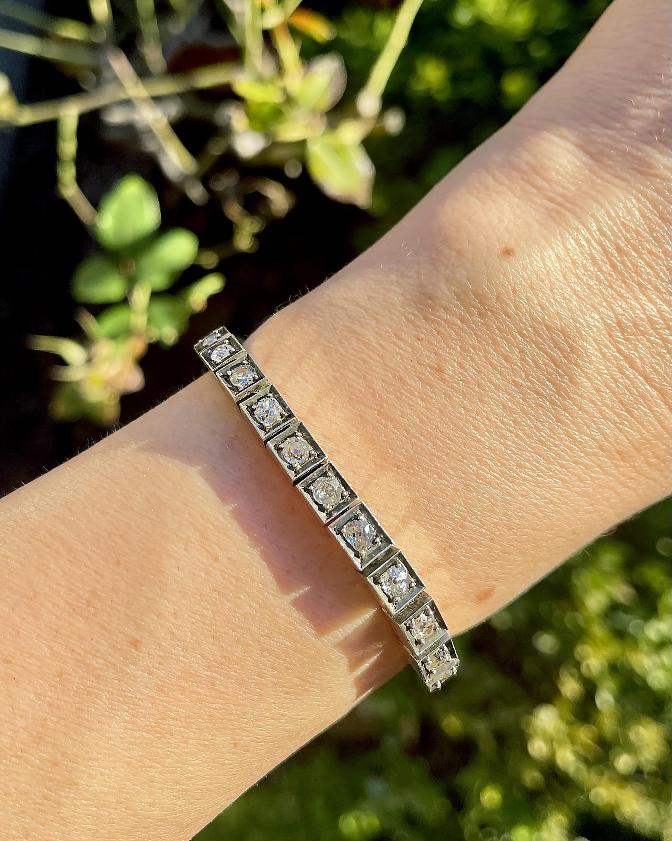 Victorian 6.00 Ctw. Old Cut Diamond Line Bracelet