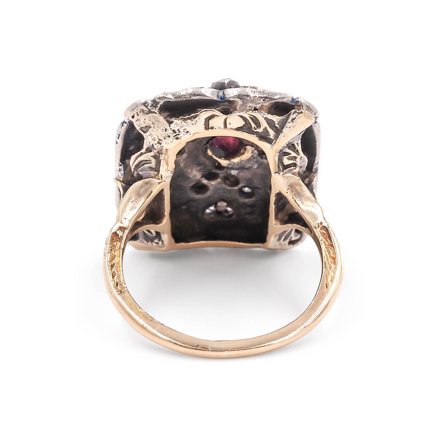 Victorian Russian Imperial Eagle Ruby & Diamond Ring