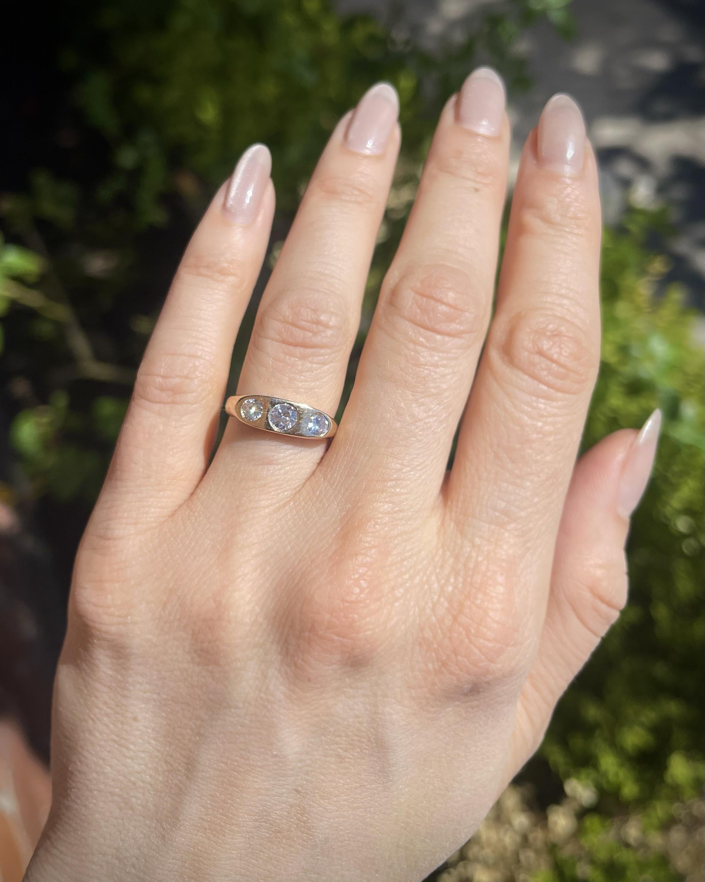 Vintage 3-Stone Diamond Gypsy Ring