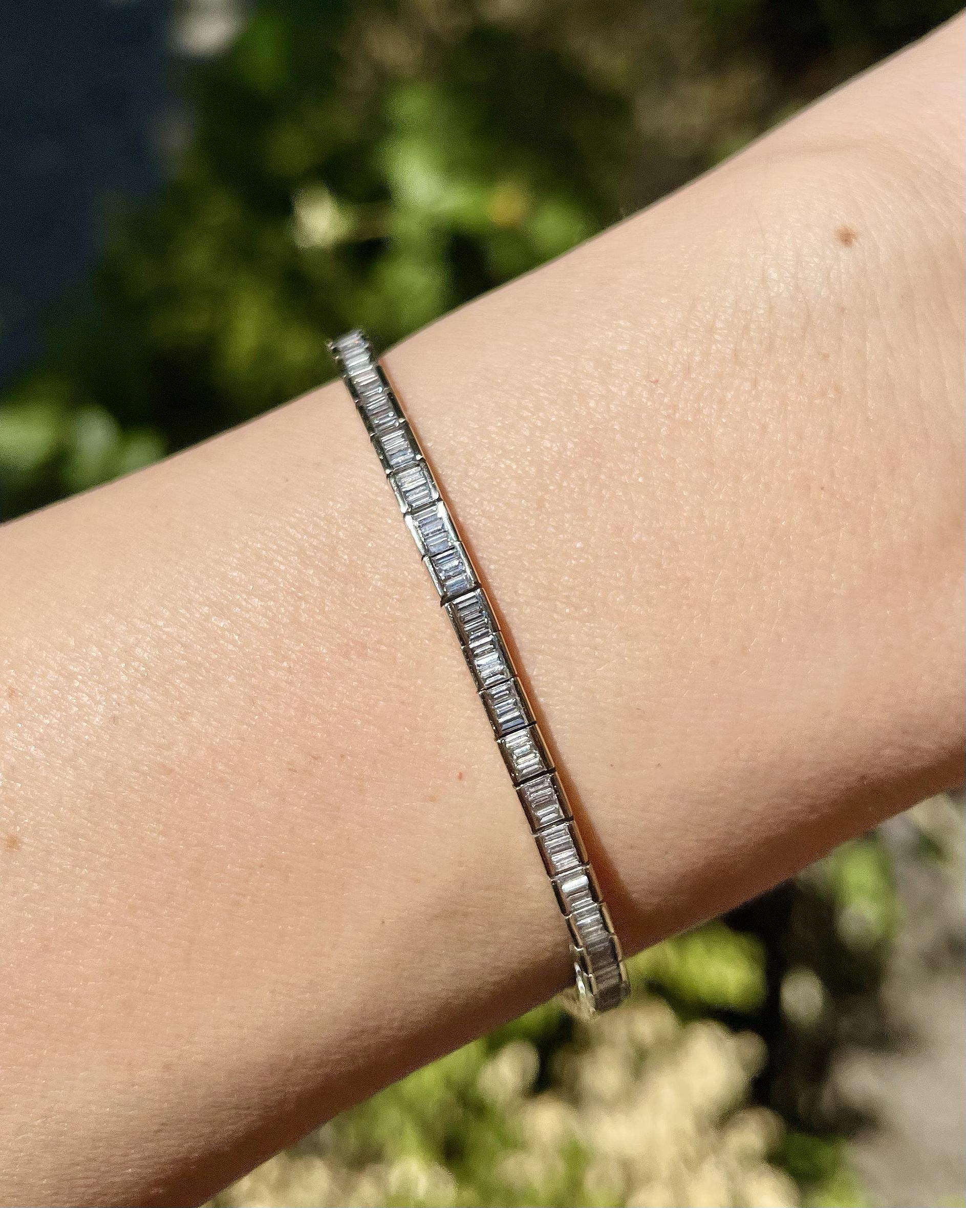 Vintage 3.23 Ctw. Baguette Cut Diamond Line Bracelet