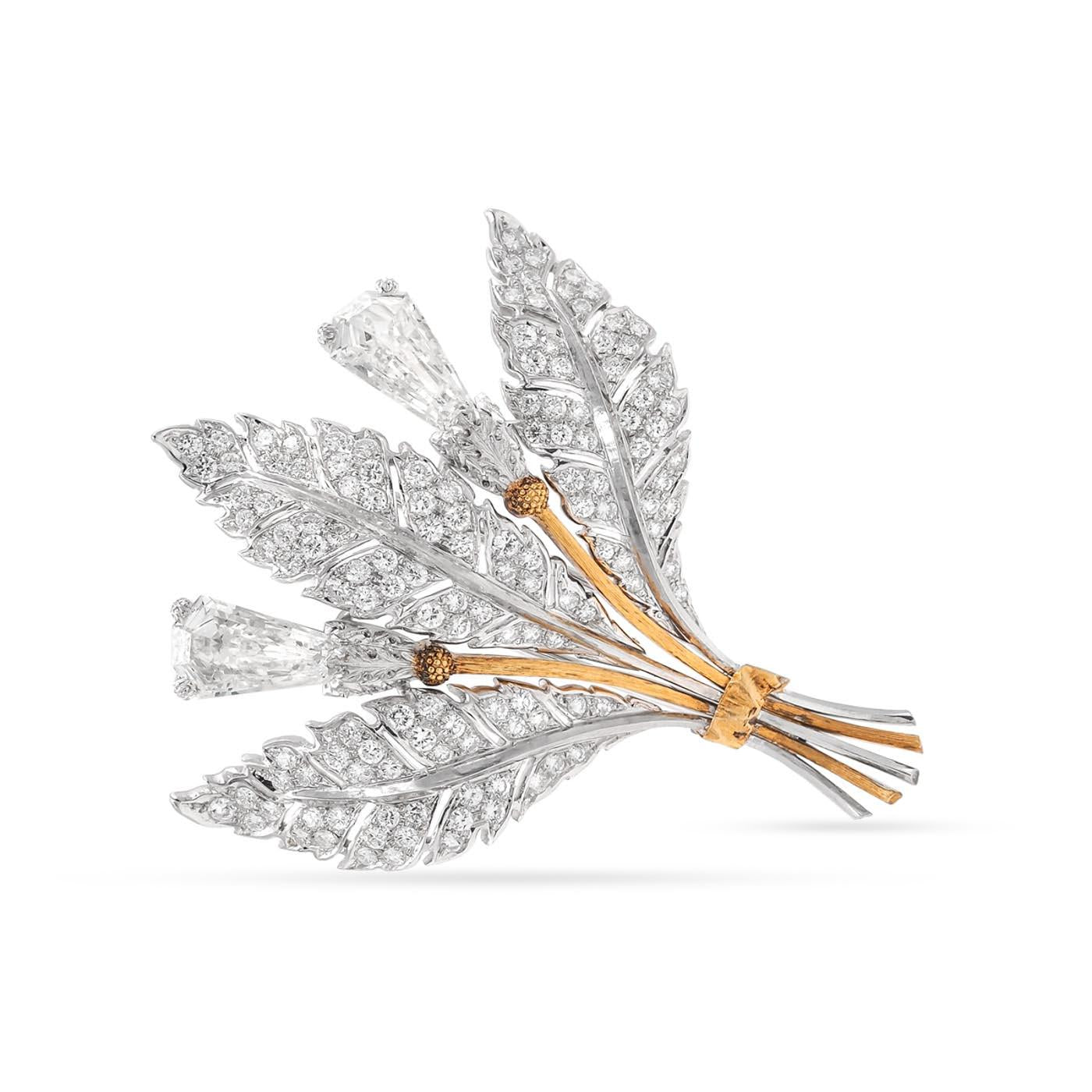 Vintage 6.14 Ctw. Diamond Floral-Motif Brooch By Mario Buccellati