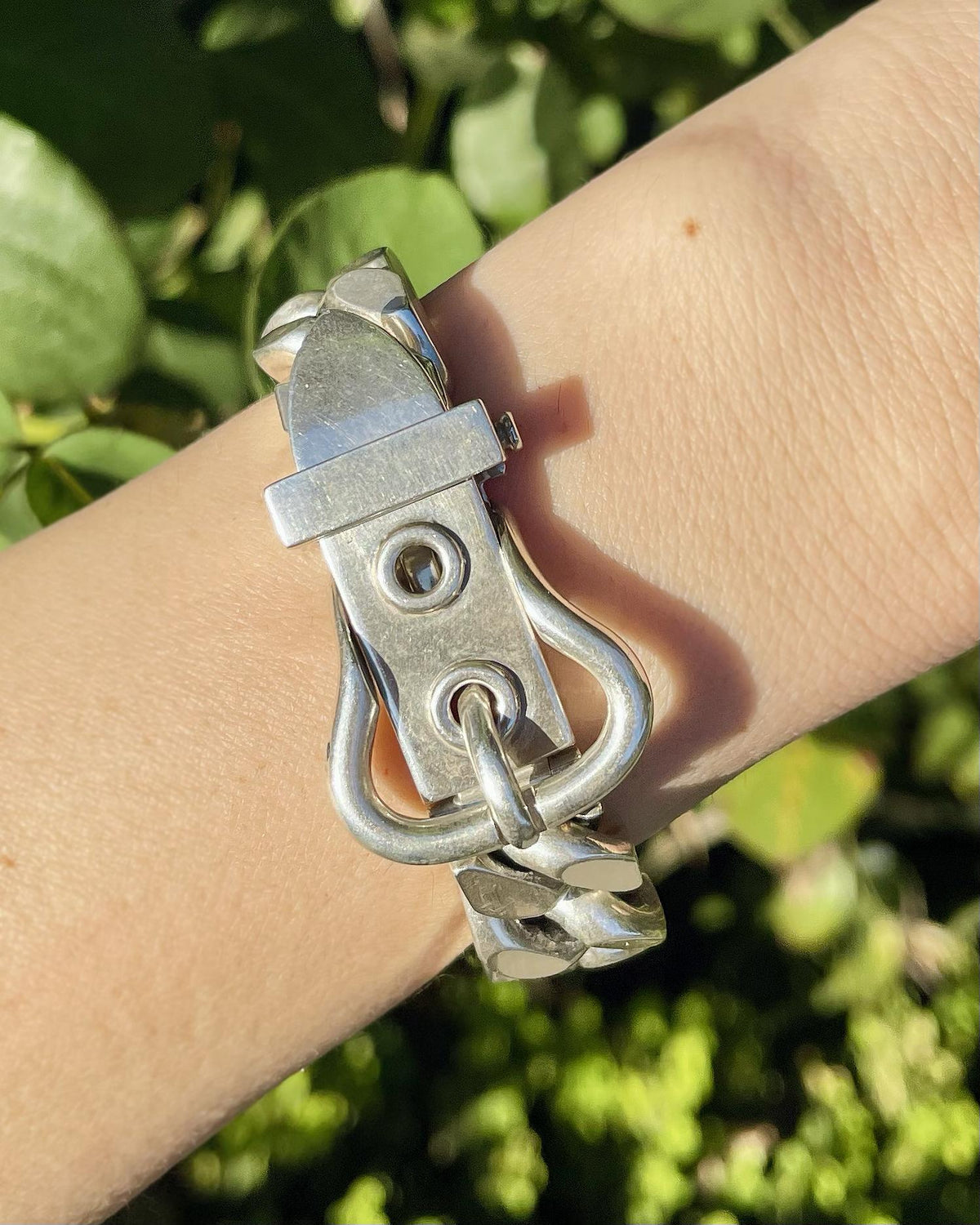 Vintage 'Boucle Sellier' Buckle & Curb Link Bracelet by Hermès