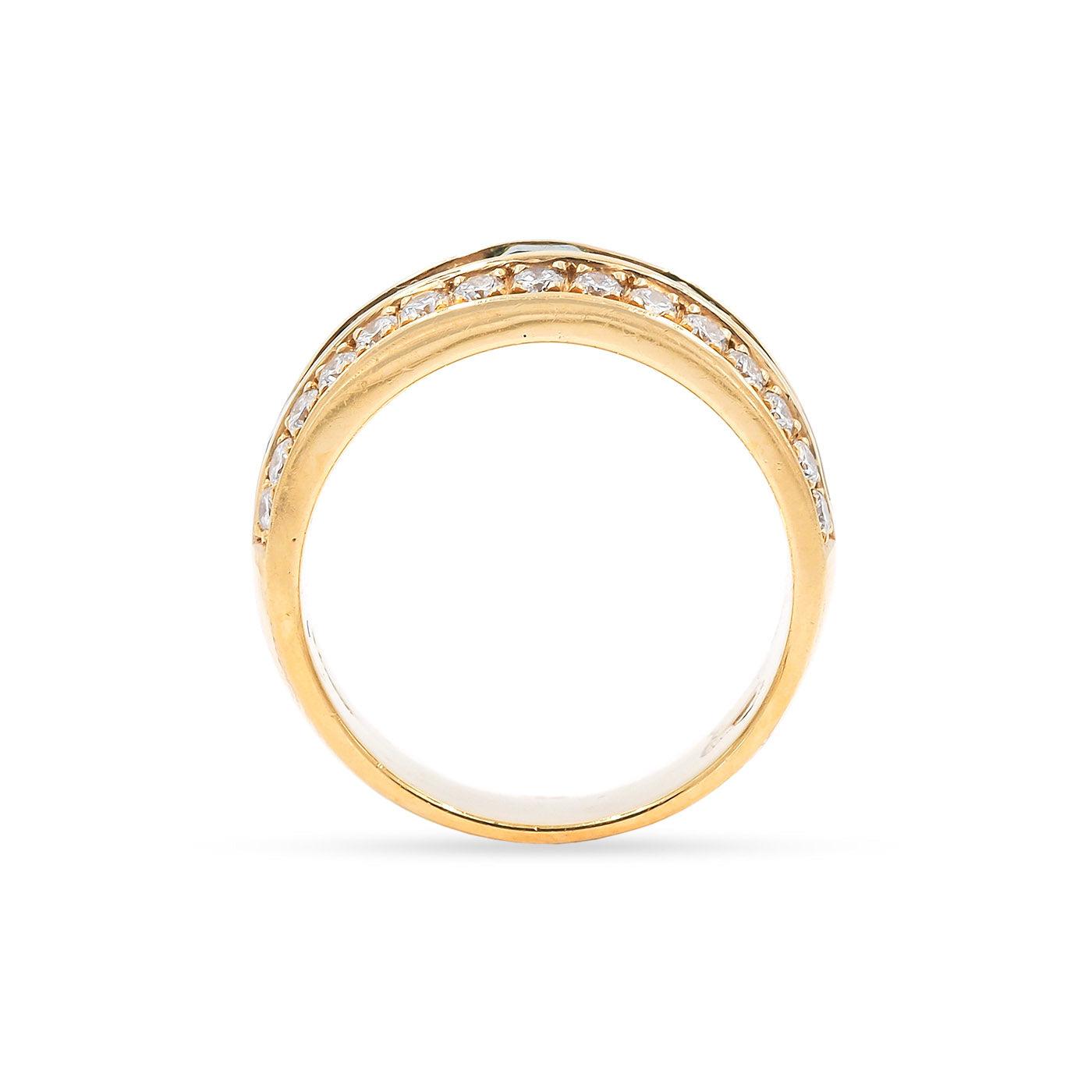 Vintage Emerald & Diamond Band Ring