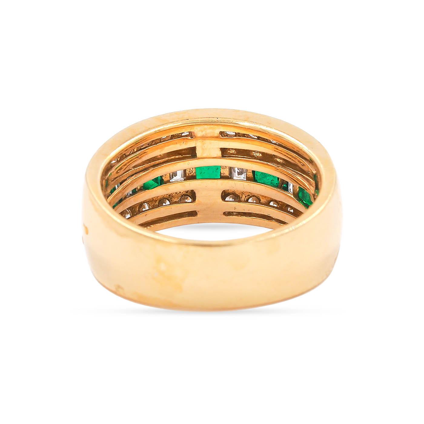 Vintage Emerald & Diamond Band Ring