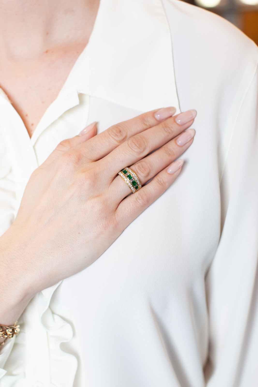 Vintage Emerald & Diamond Band Ring